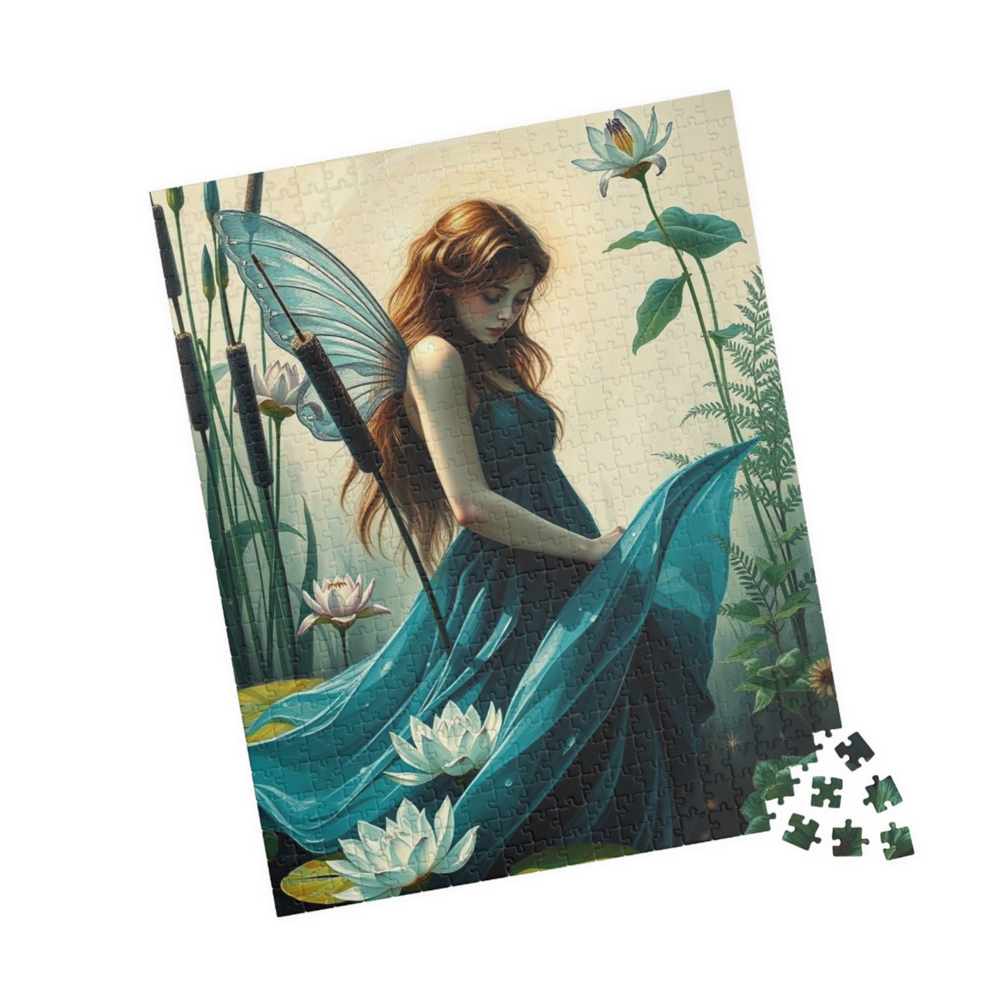 Lily Pond Secrets Fairy Puzzle, 110/252/520/1014-piece Fantasy Art Adult Jigsaw Game, Nature Lover Gift for Friend Holiday Birthday