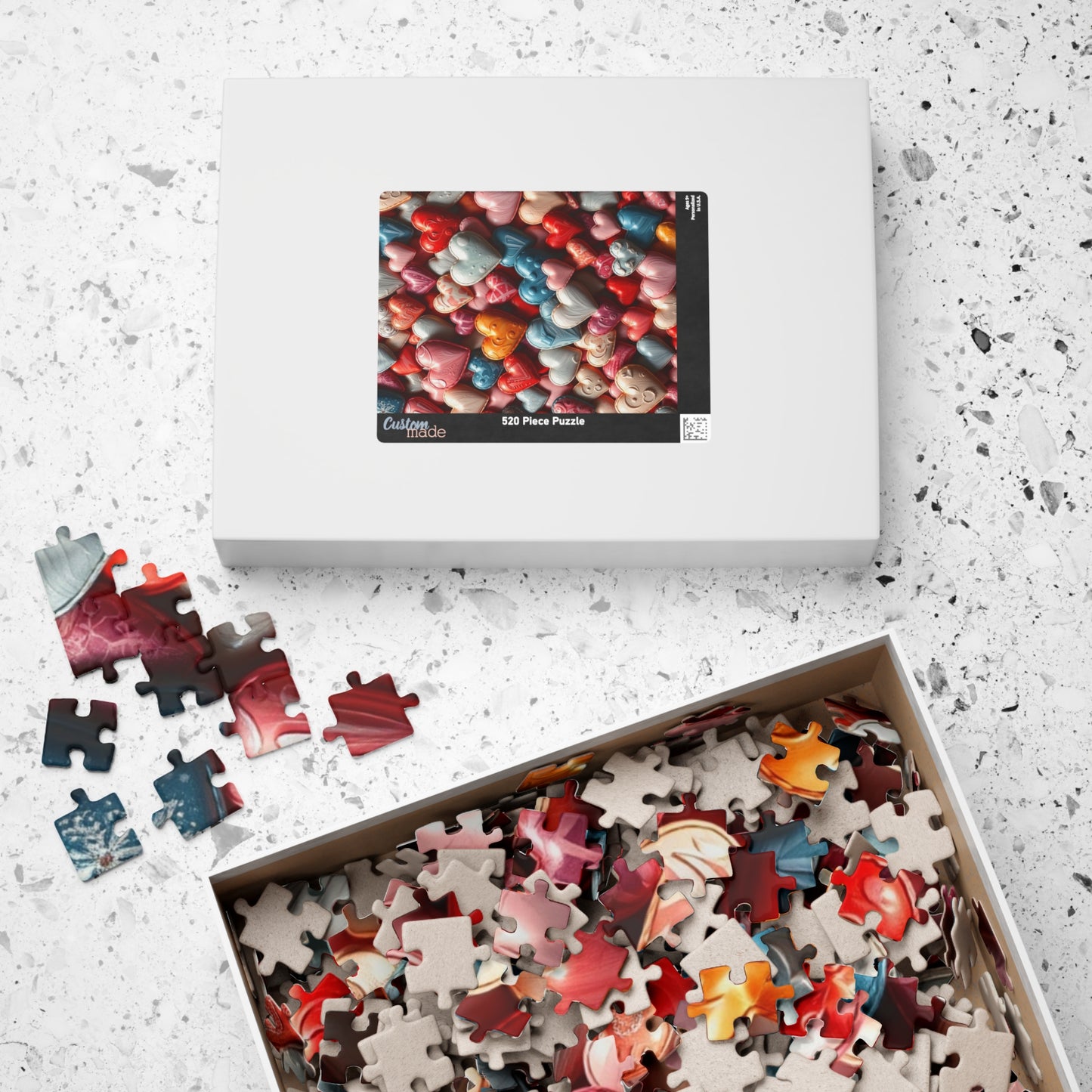 Colorful Heart Collage Puzzle, Chaotic Jigsaw, Vibrant 1014-Piece, Fun Family Activity, Mindful Hobby, Unique Gift Idea, Quiet Pastime Puzzle The Puzzle Chest