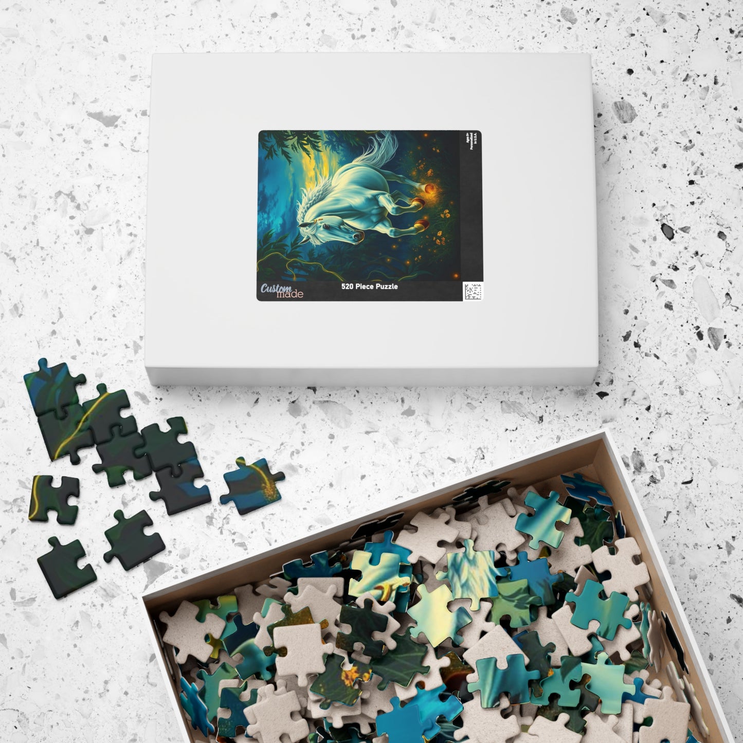 White Horse Jigsaw Puzzle, Equestrian Birthday Holiday Gift for Horse Lover, Family Game Night, Solo Fun, Relaxing Hobby, Mindful Activity Puzzle The Puzzle Chest