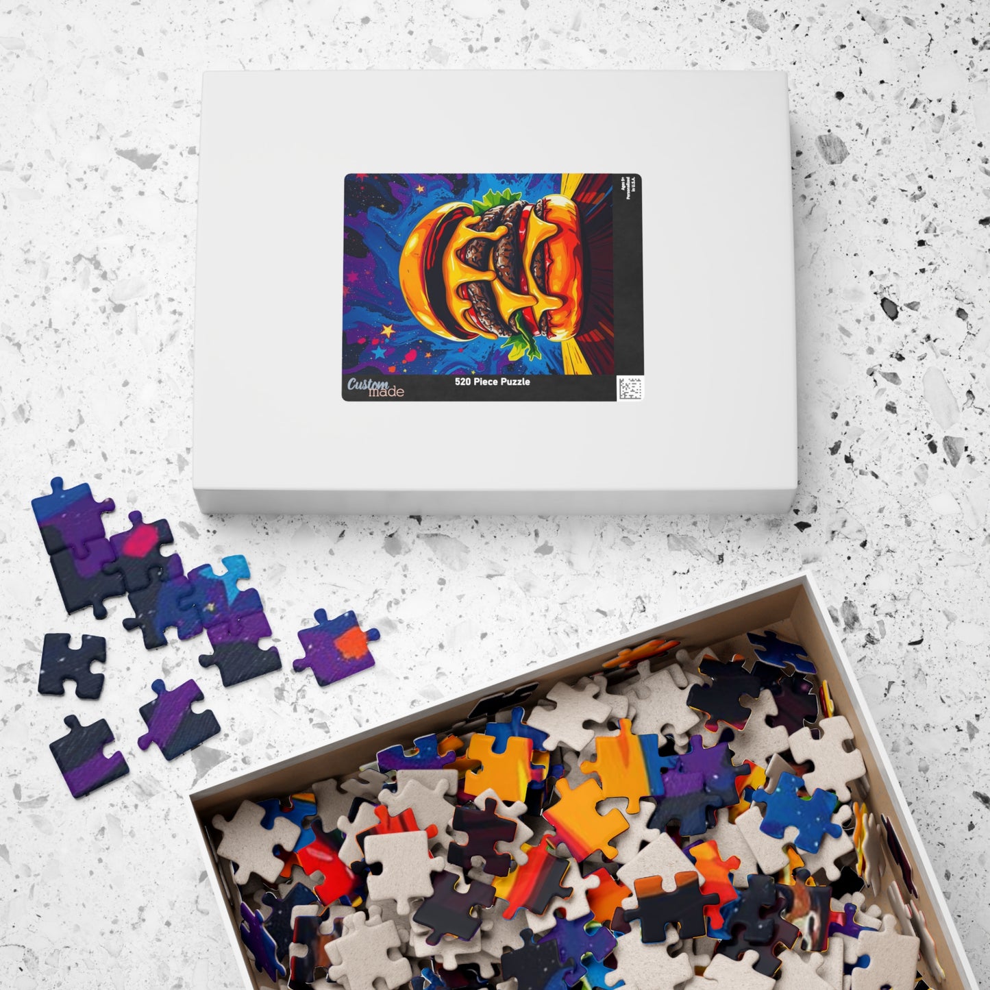 Cheesy Burger Puzzle | Fun Pop Art Jigsaw Game for Foodies, Colorful Unique Gift for Friends, Family Game Night Brain Teaser, Burger Lovers Puzzle The Puzzle Chest