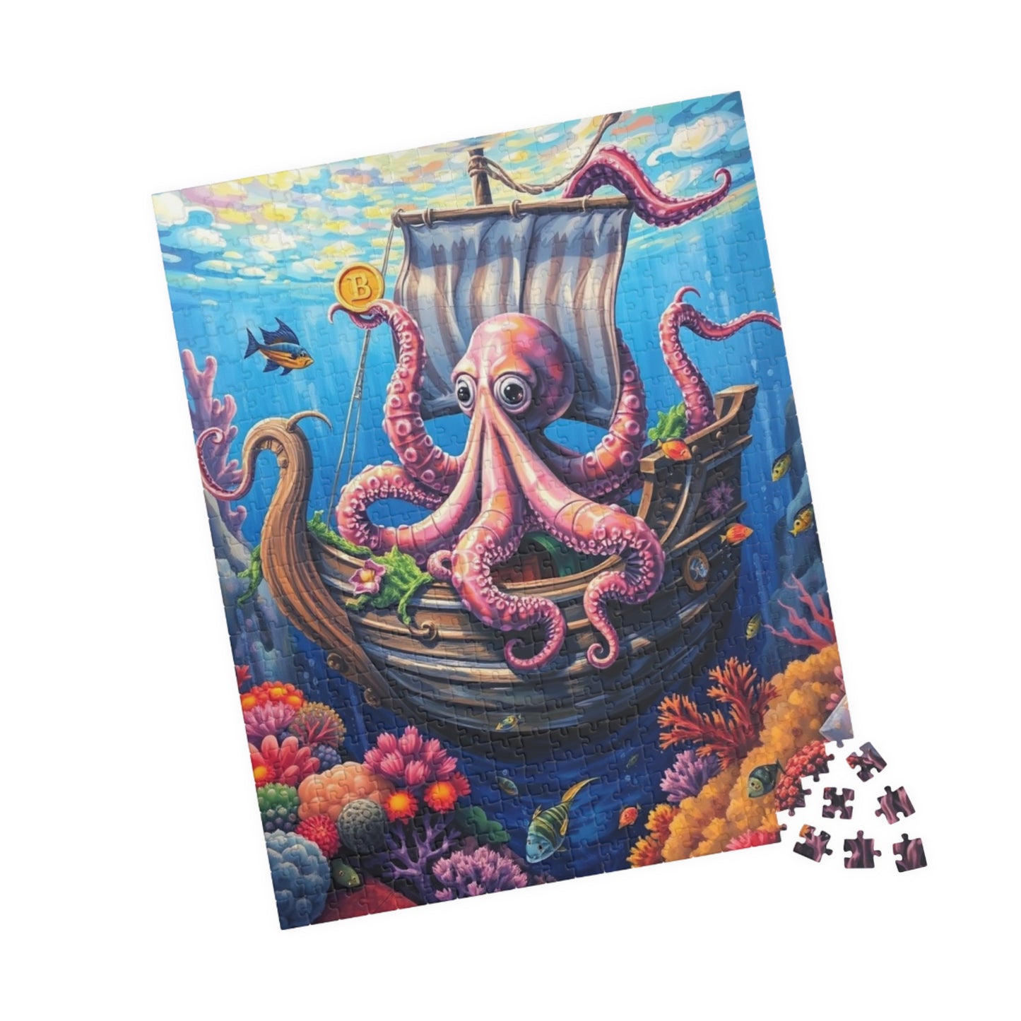 Sunken Pirate Ship Puzzle, Mysterious Underwater Nautical Scene with Octopus Jigsaw Game, Fun Family Activity, Puzzle Fanatic Gift Puzzle The Puzzle Chest