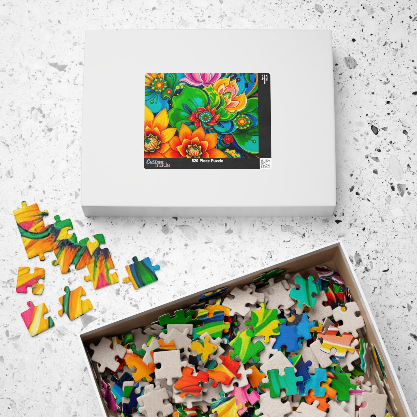 Colorful Floral Puzzle Art, Abstract Jigsaw Game, Family Fun, Friend Gift for Flower Lovers, Home Entertainment Activity, Mindful Puzzle The Puzzle Chest