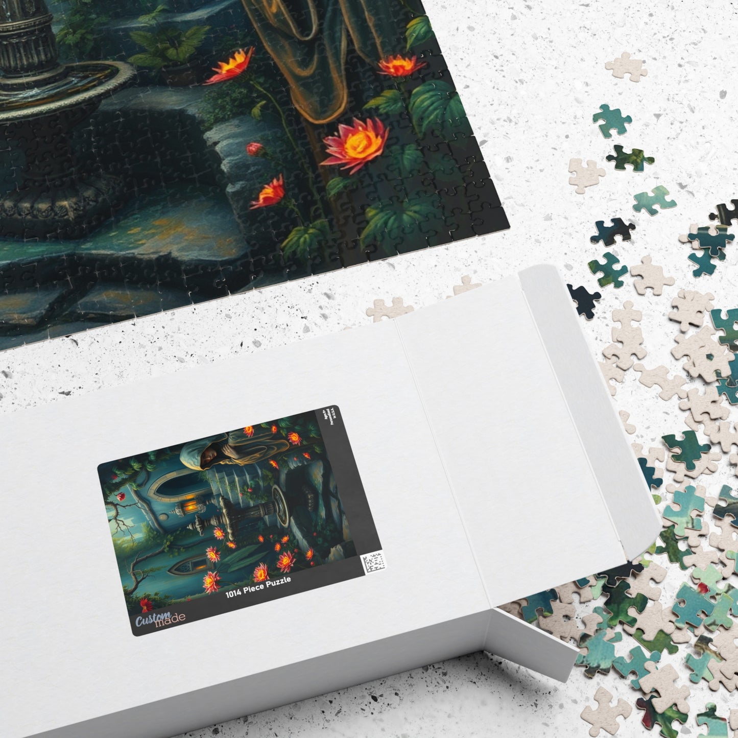 Gothic Garden Puzzle, Mysterious Bioluminescent Flowers & Stone Statues, 520-Piece Jigsaw, Dark Fantasy Art, Mystery Garden Puzzle, Fantasy Puzzle The Puzzle Chest