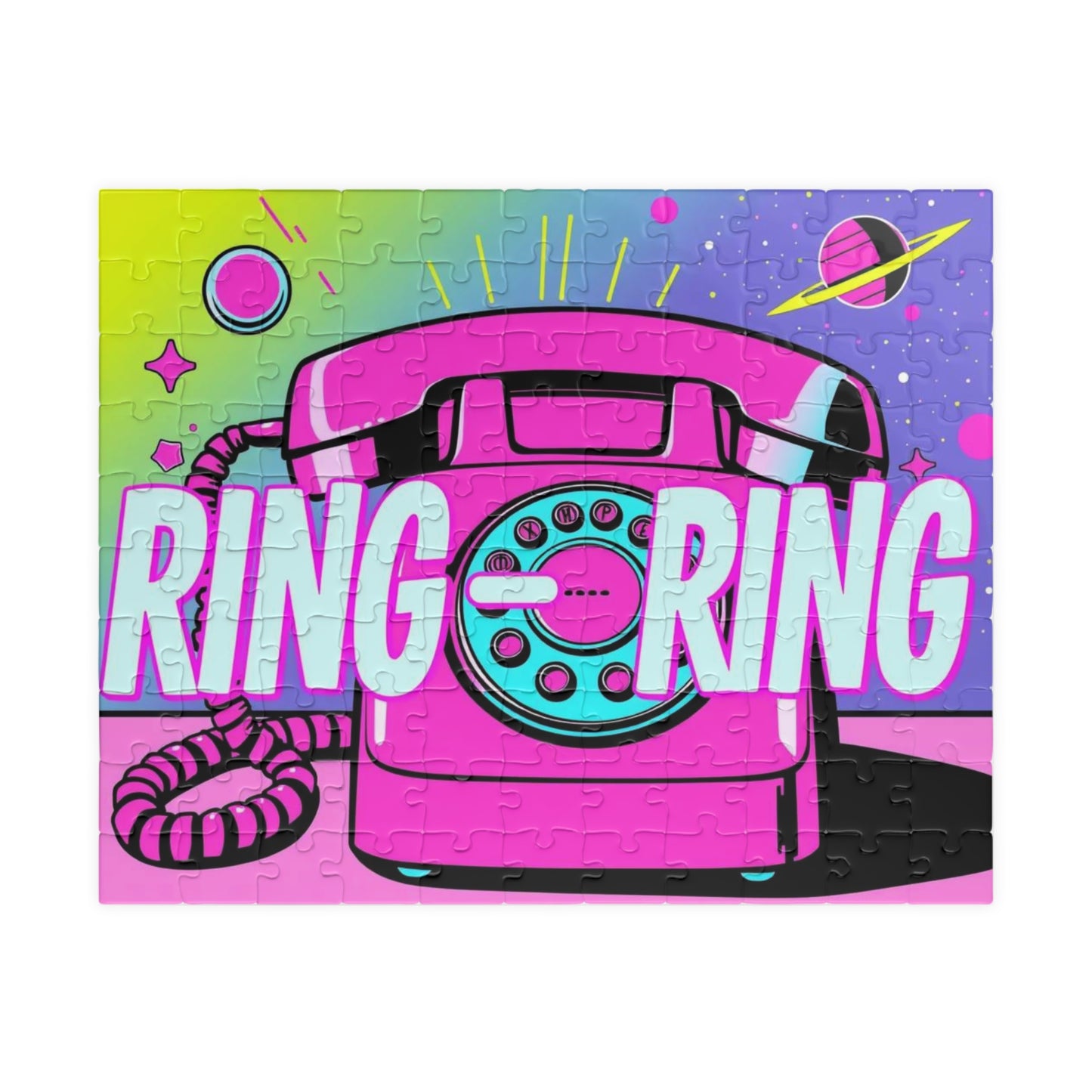 Retro Phone Puzzle - Pop Art Jigsaw Game for Family Fun, Ring-Ring Design, Perfect Birthday Holiday Gift for Friends Home Entertainment 110 pcs (Horizontal) Puzzle The Puzzle Chest