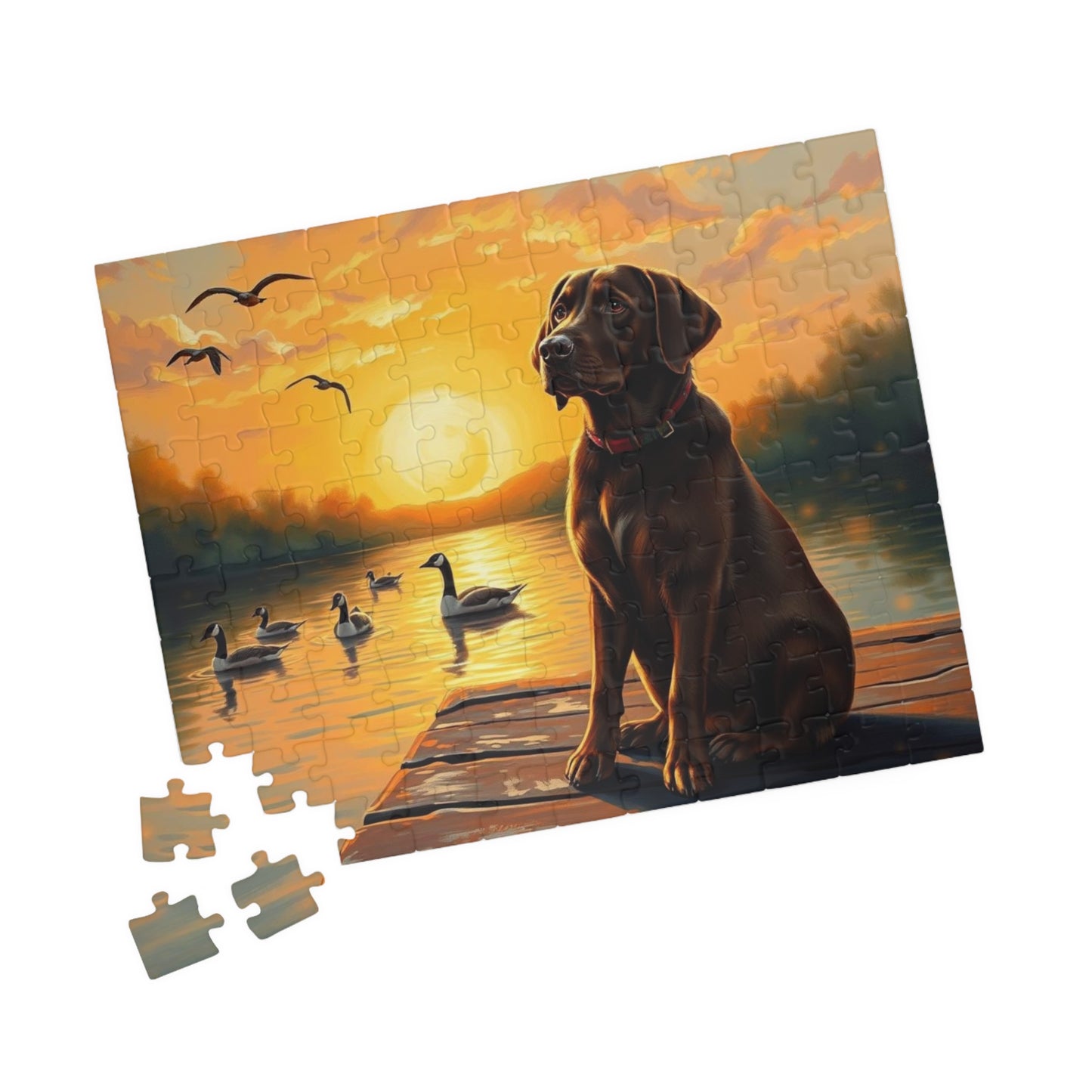 Majestic Sunset Dog Puzzle, Labrador Retriever Jigsaw Game for Family Game Night, Dog Lover Gift, Adult Puzzle for Relaxation, Nature Scene Puzzle The Puzzle Chest