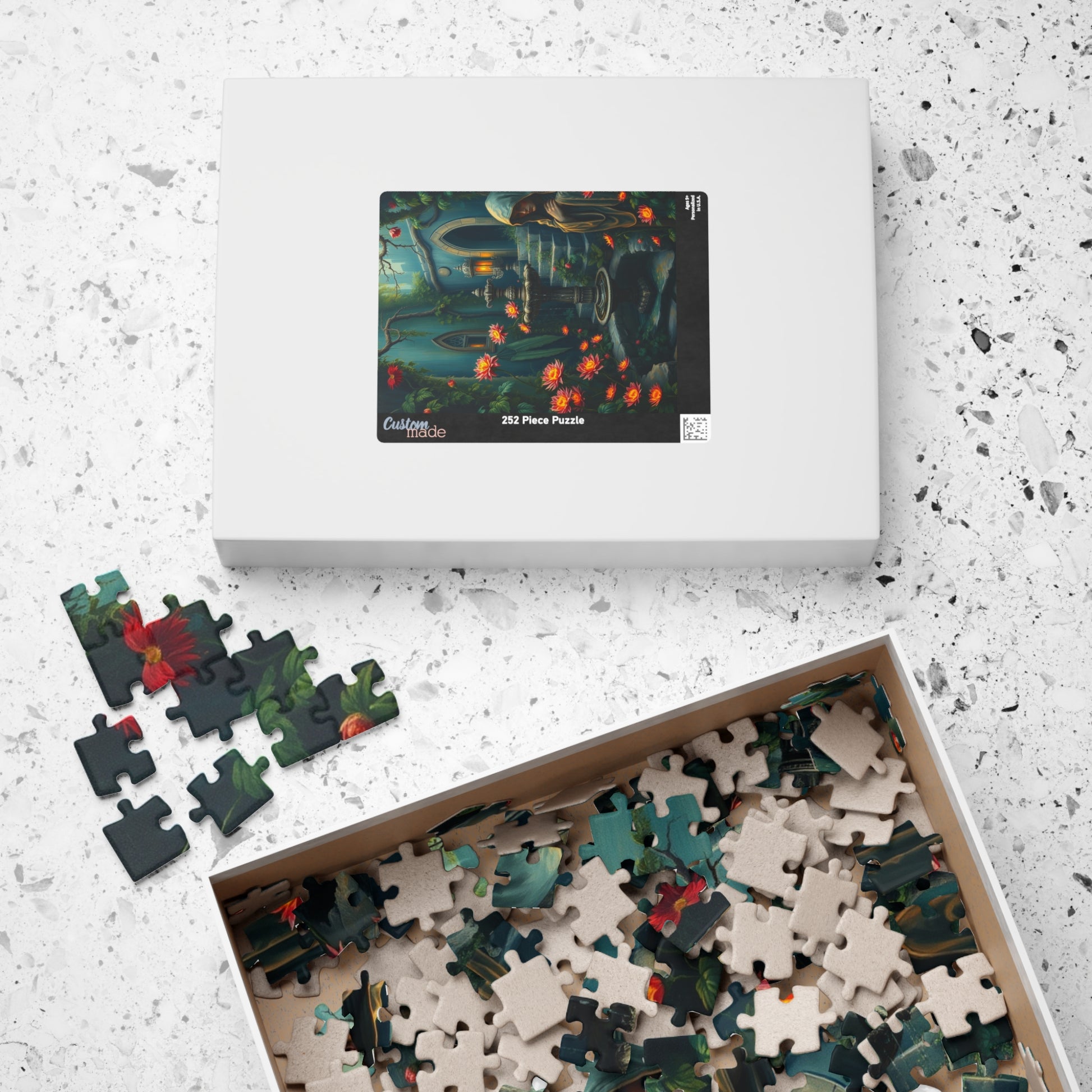 Gothic Garden Puzzle, Mysterious Bioluminescent Flowers & Stone Statues, 520-Piece Jigsaw, Dark Fantasy Art, Mystery Garden Puzzle, Fantasy Puzzle The Puzzle Chest