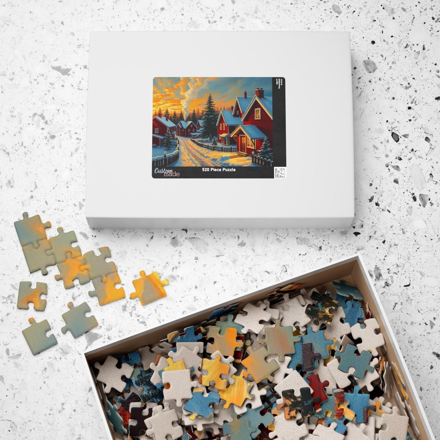 Swedish Winter Village Puzzle Jigsaw Game, Snowy Scandinavian Landscape, Indoor Activity, Holiday Gift for Friends and Family Puzzle The Puzzle Chest