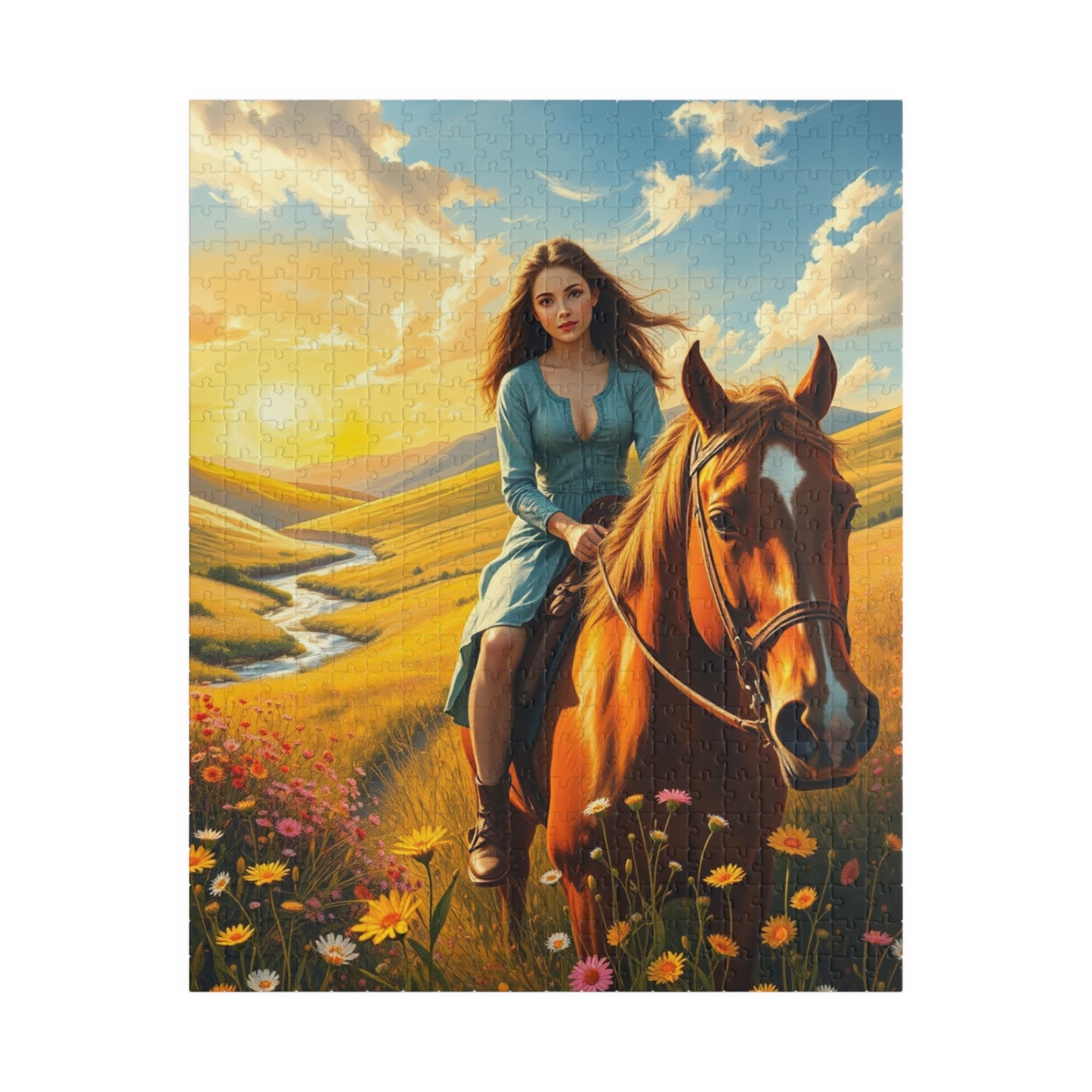 Puzzle, Horse Rider in Meadow, 110 252 520 1014-piece Gift Idea for Nature Lovers, Relaxing Pastime, Jigsaw Puzzle for Women and Girls, 520 pcs (Vertical) Puzzle The Puzzle Chest