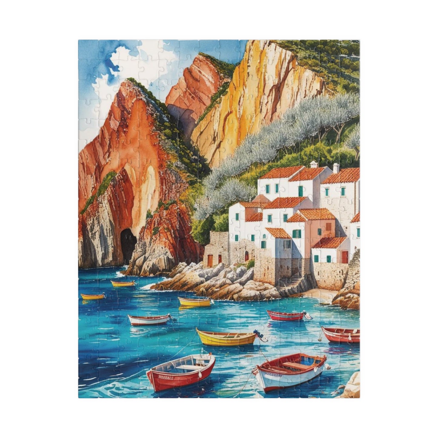 Seaside Landscape Jigsaw Puzzle, Mediterranean Coastline 1000-Piece Game for Family Activity and Bonding, Fishing Village Coastal Puzzle 252 pcs (Vertical) Puzzle The Puzzle Chest