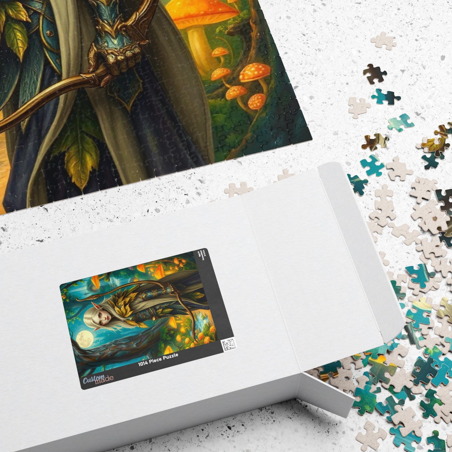 Elf Warrior Enchanted Forest Puzzle, Mystical Scene Glowing Mushrooms Moonlit Waterfalls, Fantasy Art Lover, Best Gift for Puzzle Enthusiast Puzzle The Puzzle Chest
