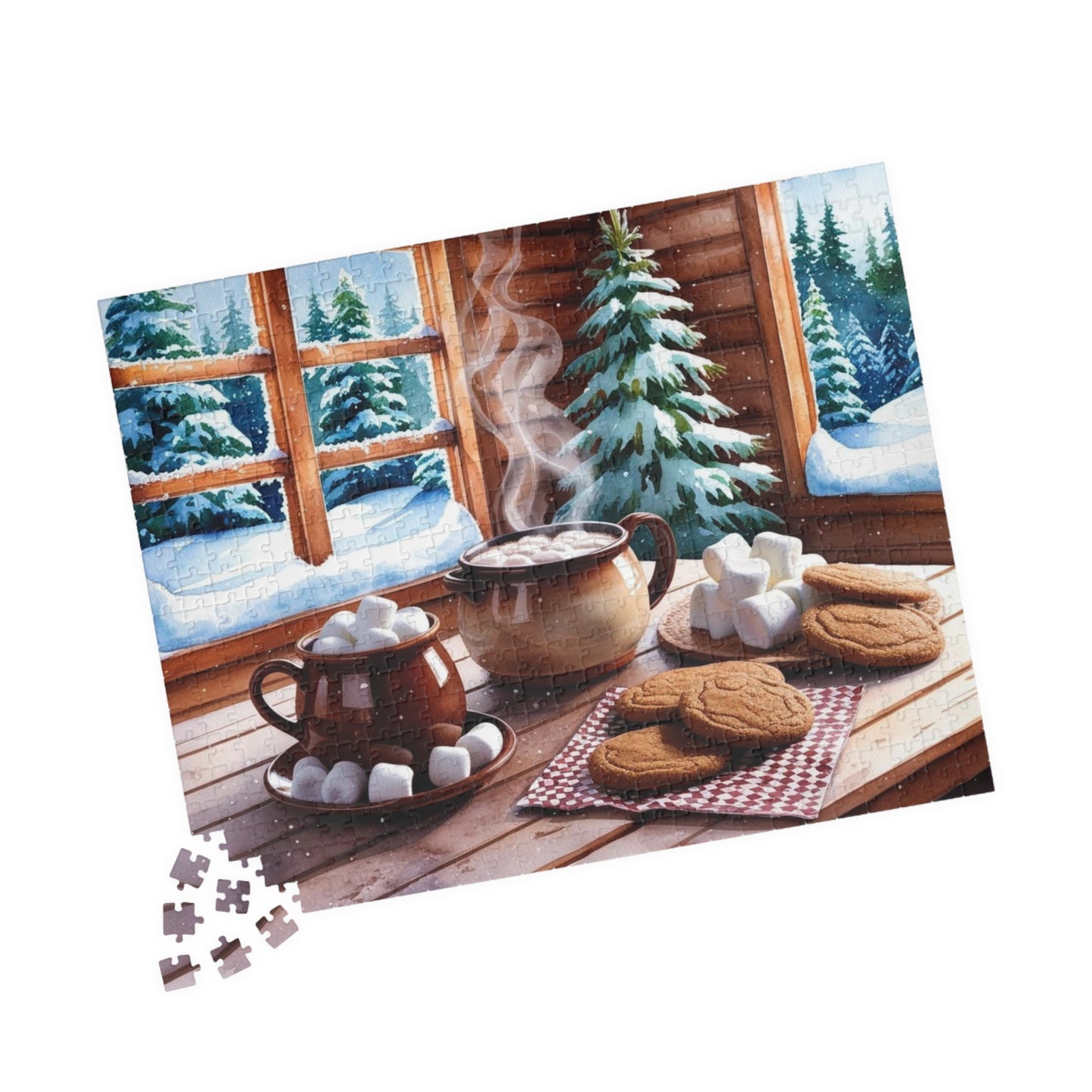Cozy Cabin Kitchen Jigsaw Puzzle - Snowy Forest Winter Scene, Puzzle Lover Gift for Friends, Solo Fun or Family Activity Puzzle The Puzzle Chest