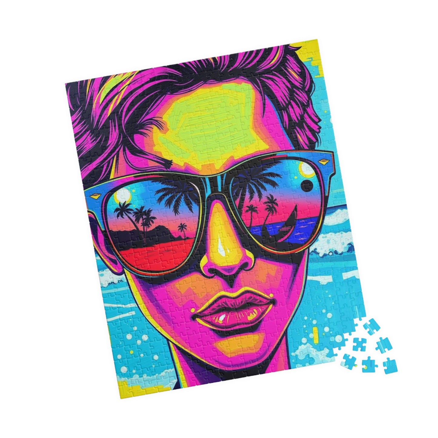 Colorful Retro Beach Puzzle, Pop Art Jigsaw Game for Adults, Fun Puzzle Gift for Friends, Home Entertainment, Mindful Challenge Brain Teaser Puzzle The Puzzle Chest