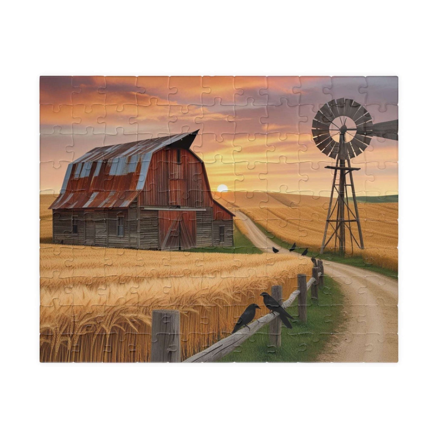 Rustic Farmhouse Puzzle, 110-1014 Piece Fall Landscape Jigsaw Game, Cozy Autumn Home Decor, Family Fun Activity 110 pcs (Horizontal) Puzzle The Puzzle Chest