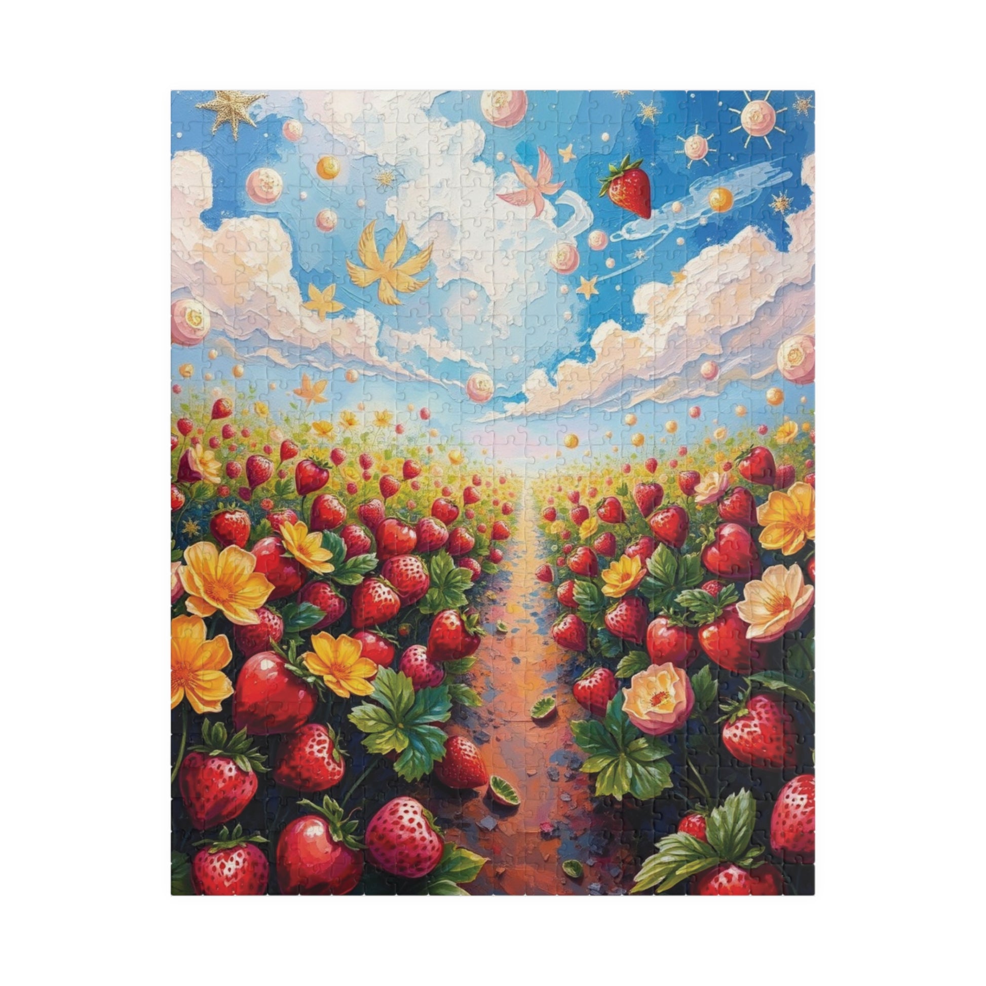 Strawberry Patch Jigsaw Puzzle, Magical Fruit Garden, Fun Family Activity, Relaxing Pastime, Best Gift for Puzzle Enthusiasts, Mindfulness 520 pcs (Vertical) Puzzle The Puzzle Chest