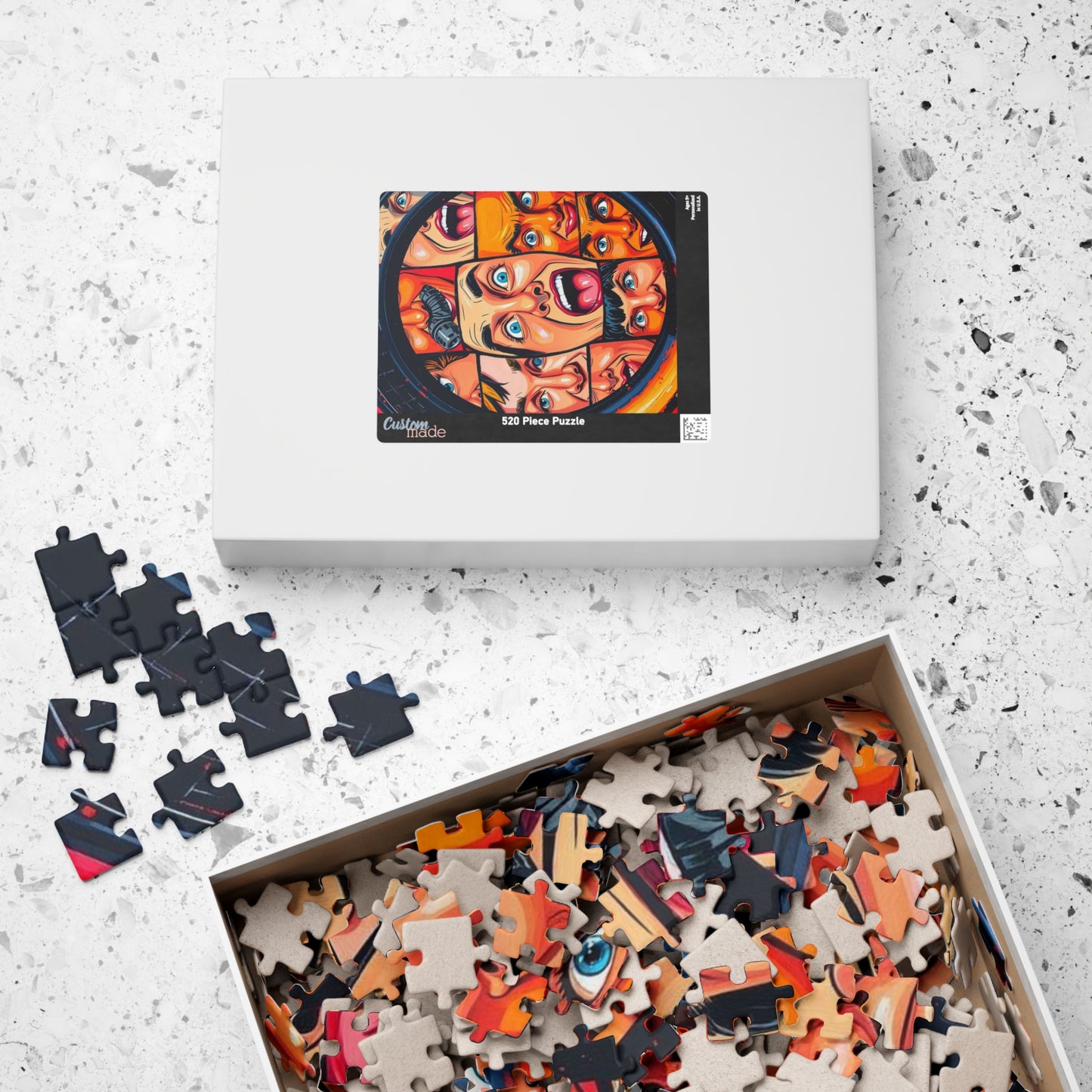 Vibrant Face Collage Puzzle, Pop Art Jigsaw Game Fun Family Activity, Unique Gift Idea for Friend, Colorful Home Entertainment, Brain Teaser Puzzle The Puzzle Chest