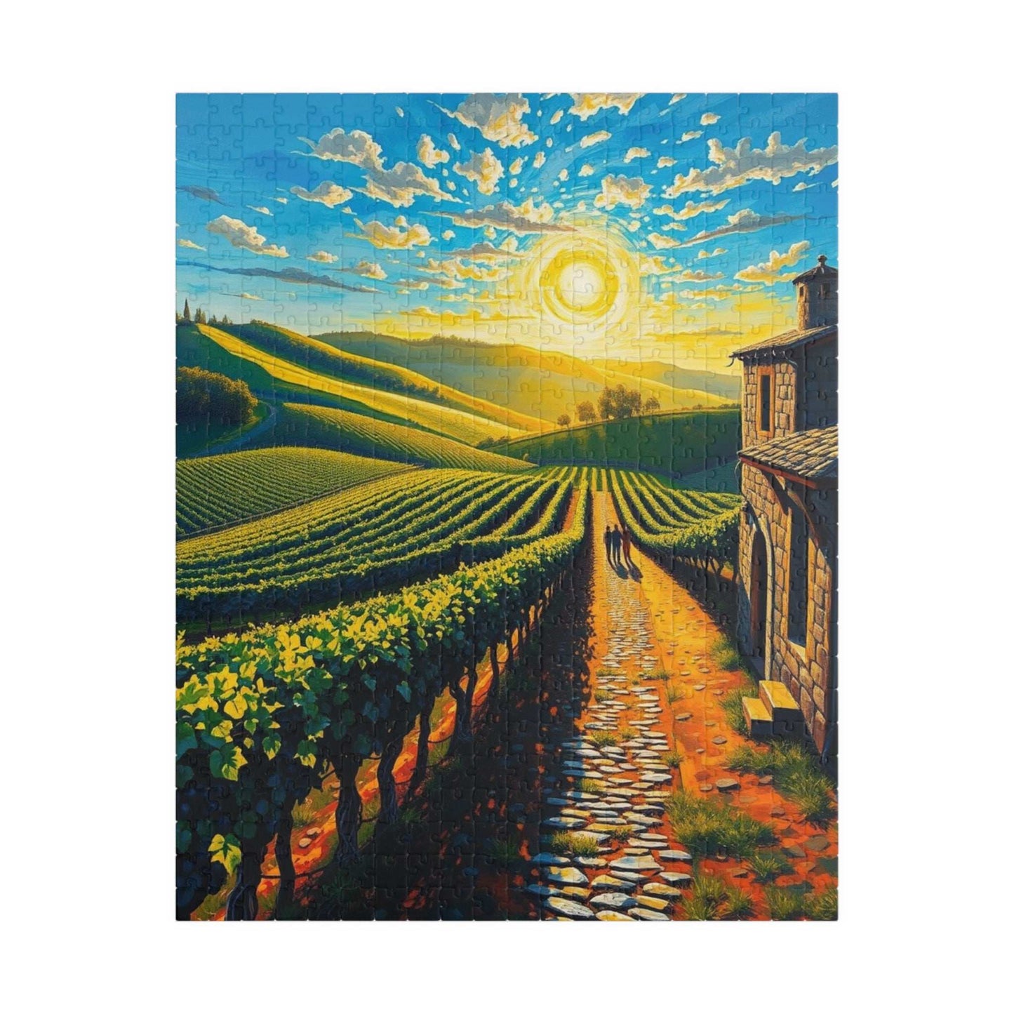 Scenic Vineyard Puzzle, Nature Puzzle, Sunset Jigsaw, Family Activity, Gift for Puzzle Lovers 520 pcs (Vertical) Puzzle The Puzzle Chest
