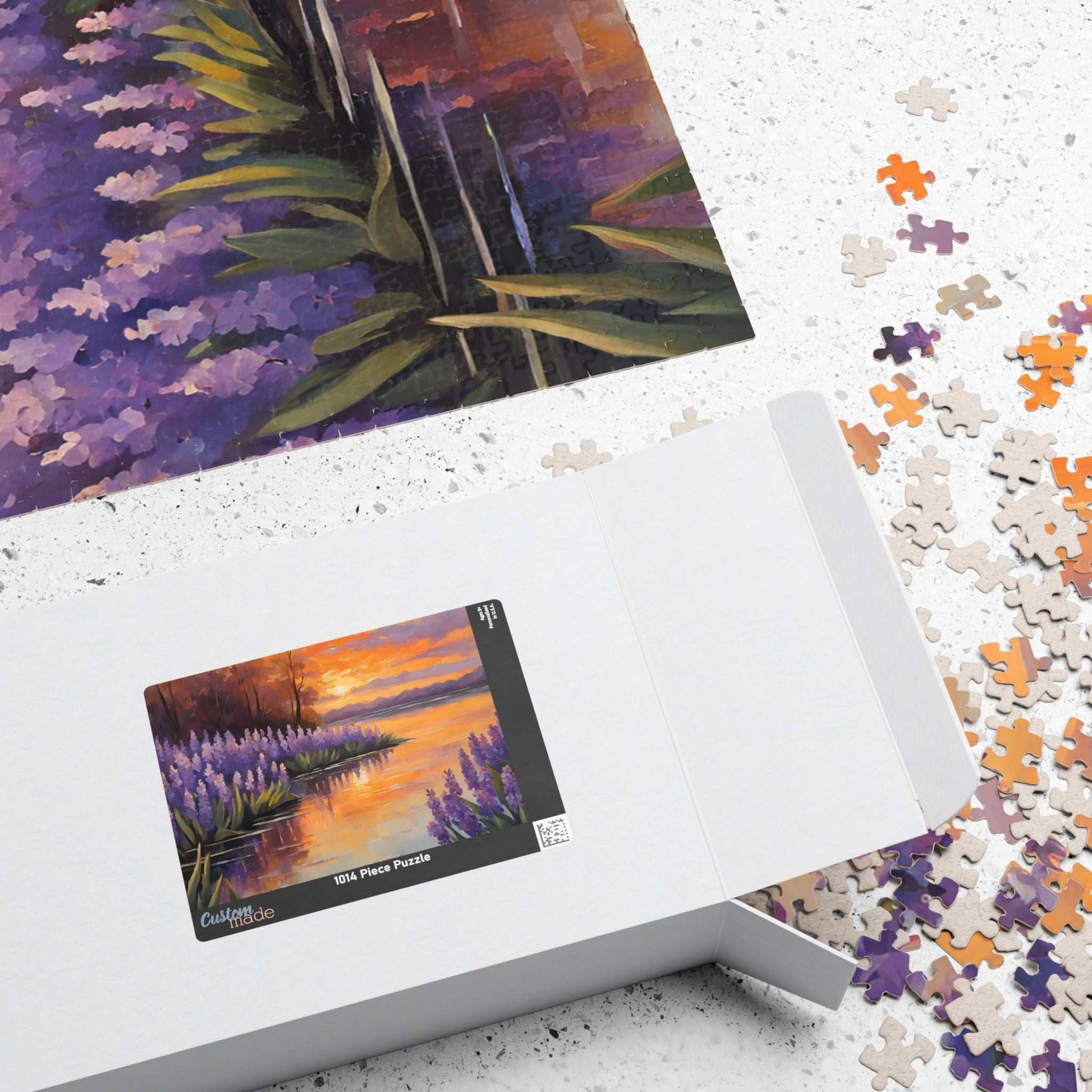 Jigsaw Puzzle, Peaceful Lakeside with Hyacinths Blooming, Sunset Reflection, 110 252 520 1014-piece, Relaxing Activity, Mindfulness Gift Puzzle The Puzzle Chest