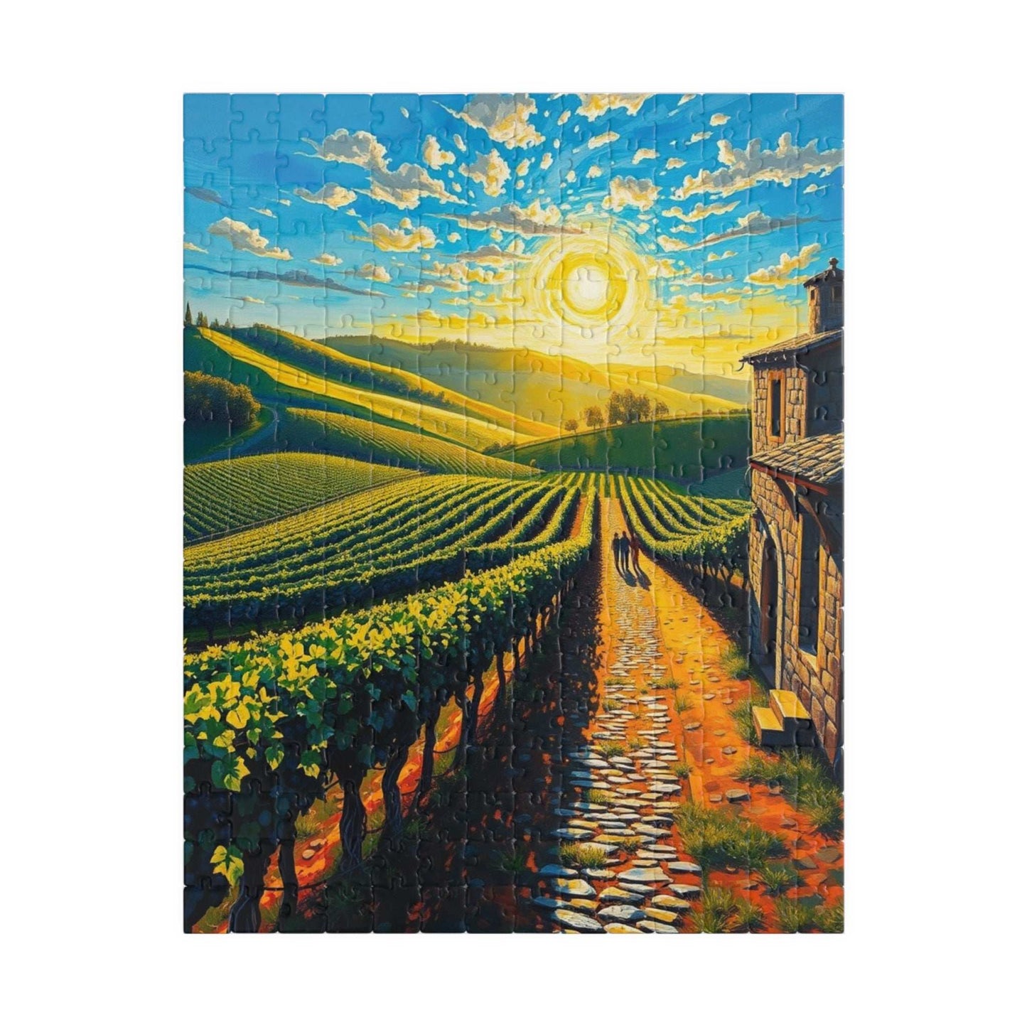 Scenic Vineyard Puzzle, Nature Puzzle, Sunset Jigsaw, Family Activity, Gift for Puzzle Lovers 252 pcs (Vertical) Puzzle The Puzzle Chest