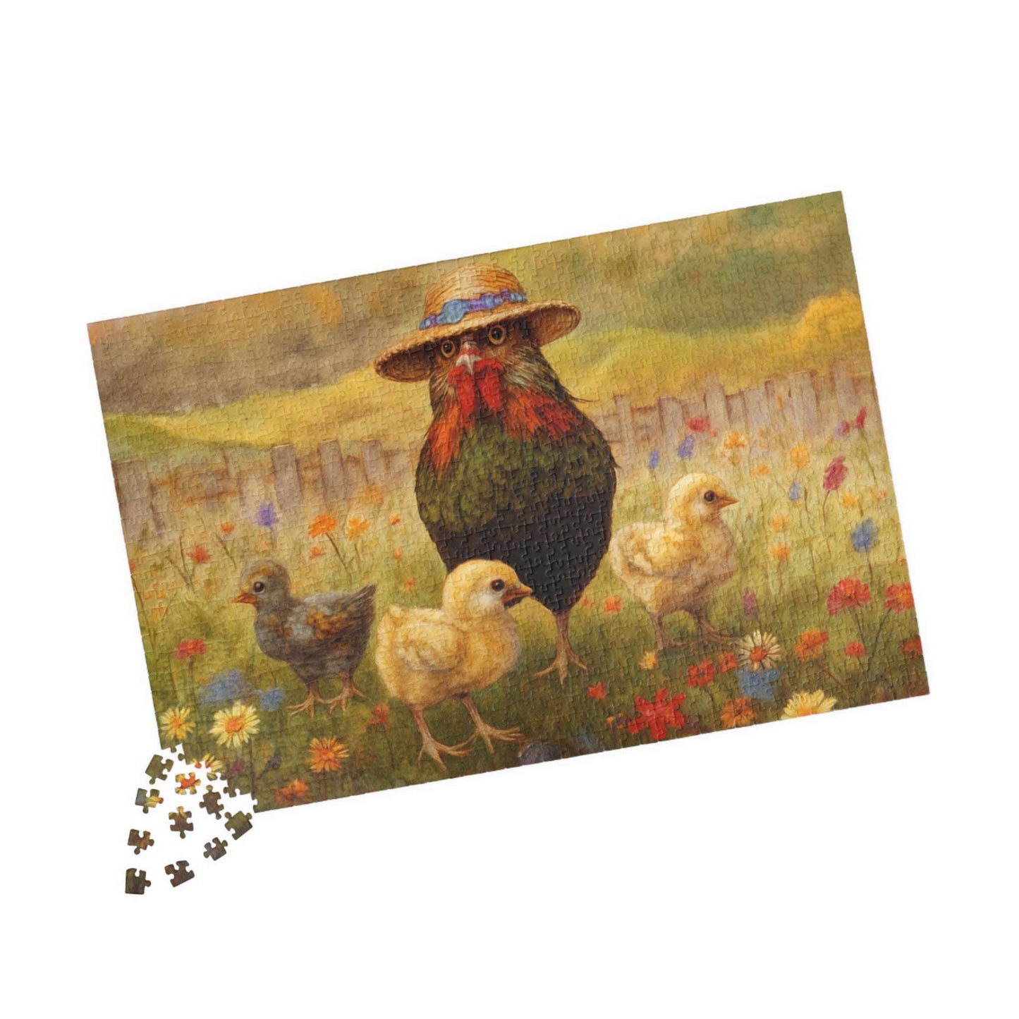 Chicken Stroll Jigsaw Puzzle - Chicks in Wildflower Field, Ideal for Family Fun Game, Indoor Activity, Holiday Birthday Gift, Bird Lovers Puzzle The Puzzle Chest