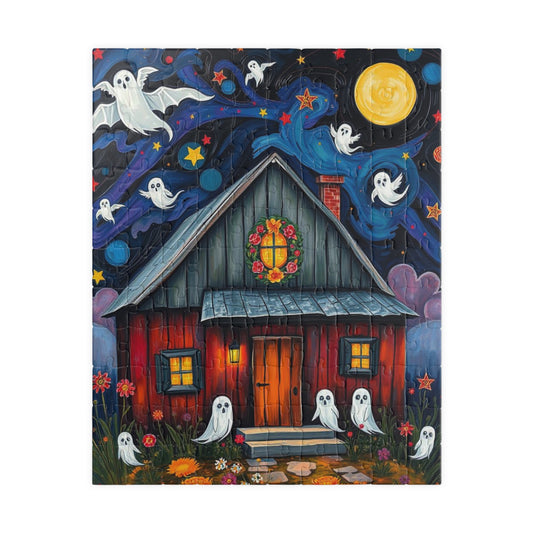 Ghostly Manor Jigsaw Puzzle - Whimsical Haunted House, Halloween Theme Ideal Family Fun Game, Puzzle Lover Gift, Cozy Night Activity, Gifts 110 pcs (Vertical) Puzzle The Puzzle Chest