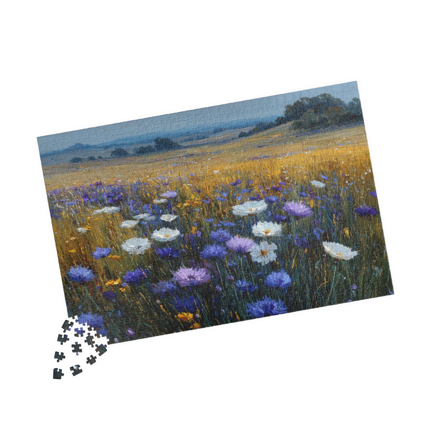 Late Summer Wildflower Jigsaw Puzzle – Calm Blue and Lavender Countryside, Nature Inspired Floral Landscape 1014 pcs (Horizontal) Puzzle The Puzzle Chest