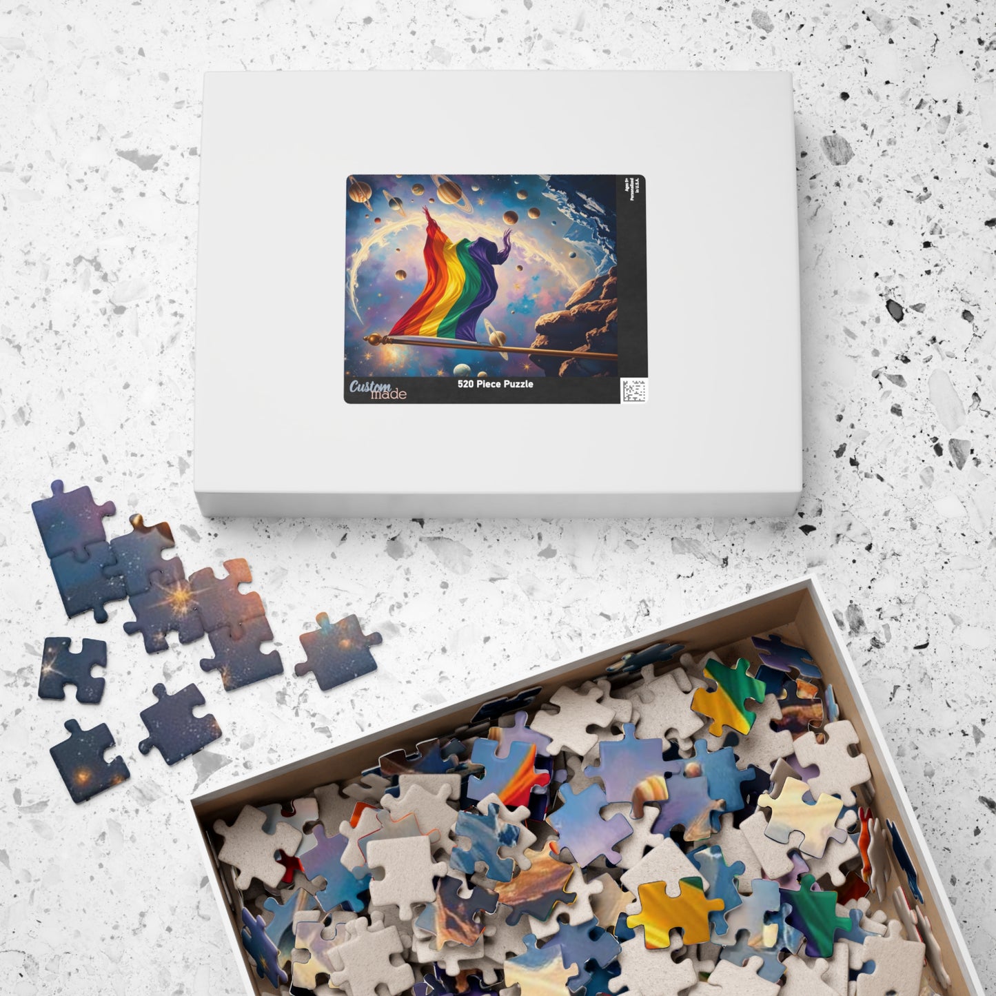 Space Pride Flag Jigsaw Puzzle - 110-1014 Piece LGBTQ+ Gift, Puzzle Enthusiast, Fun Family Activity, Colorful Decor, Inclusive Hobby
