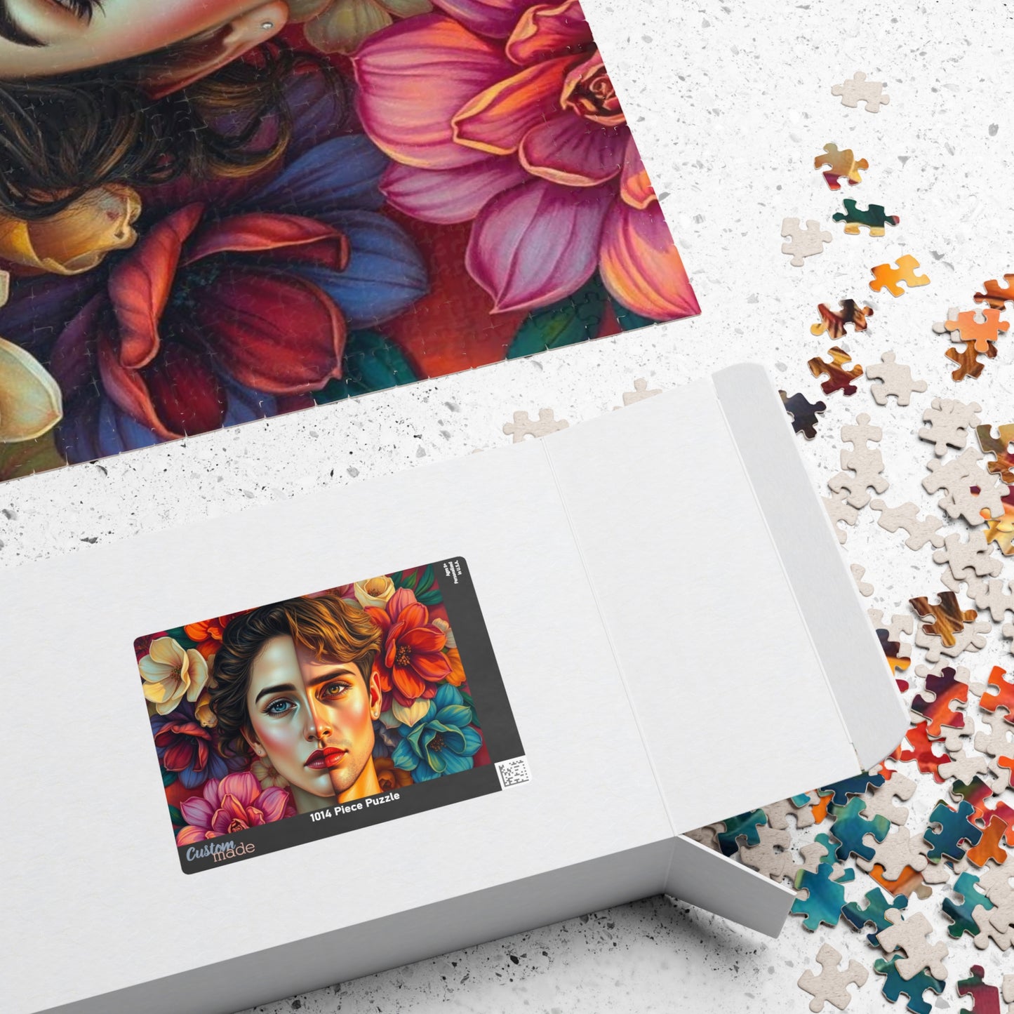 LGBTQ+ Surrealist Self-Portrait Jigsaw Puzzle, Androgynous Subject (Femme/Masc Halves), Gift for Art Lover, Game Night, Pride Month Puzzle The Puzzle Chest