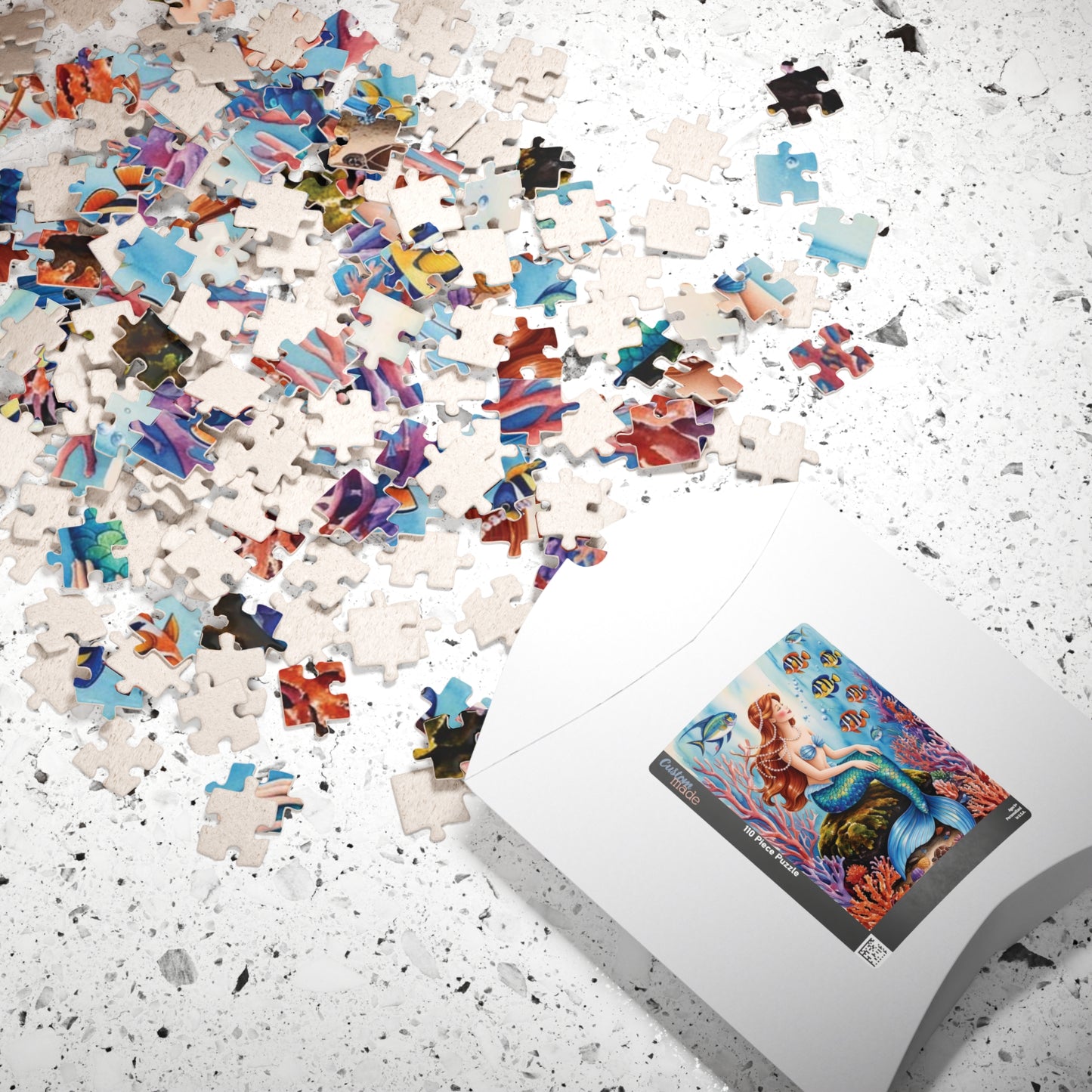 Mythical Creature Puzzle, Mermaid Sitting on Rock Jigsaw Game, Underwater Coral Reef Ocean Theme, Challenging Fun Family Activity Game Night Puzzle The Puzzle Chest