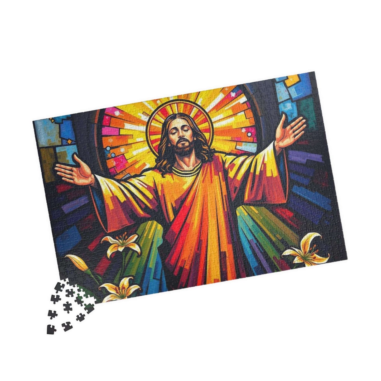 Radiant Jesus Puzzle - Colorful Religious Jigsaw, Inspirational Artwork Ideal Gift for Faith, Family Gatherings, and Spiritual Celebrations