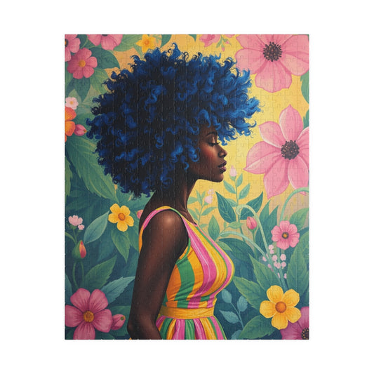 Colorful Floral Afrocentric Puzzle, African American Woman, Black Art-Inspired Game for Families, Gift for Puzzle Lover, Brain Teaser 520 pcs (Vertical) Puzzle The Puzzle Chest