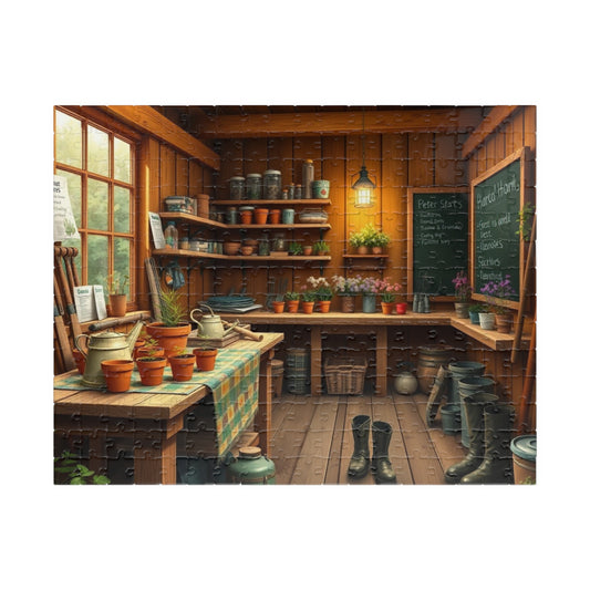 Rustic Garden Workshop Puzzle, Wooden Shed Plant Retreat Jigsaw Game, Country Cottage Decor, Relaxing Hobby, Gift for Puzzle Lover 252 pcs (Horizontal) Puzzle The Puzzle Chest