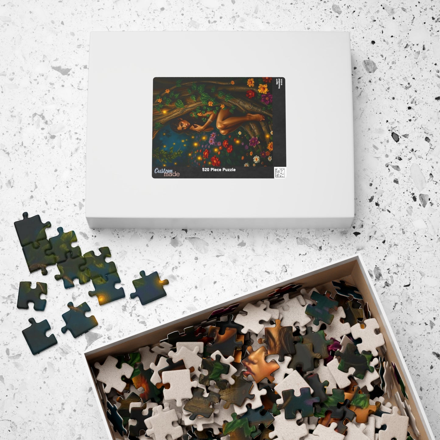Puzzle, Flower Garden Night Scene, Firefly Illuminated Dryad, Bark-like Skin, 110 252 520 1014-Piece, Jigsaw Game, Artistic Gift, Relaxing Puzzle The Puzzle Chest