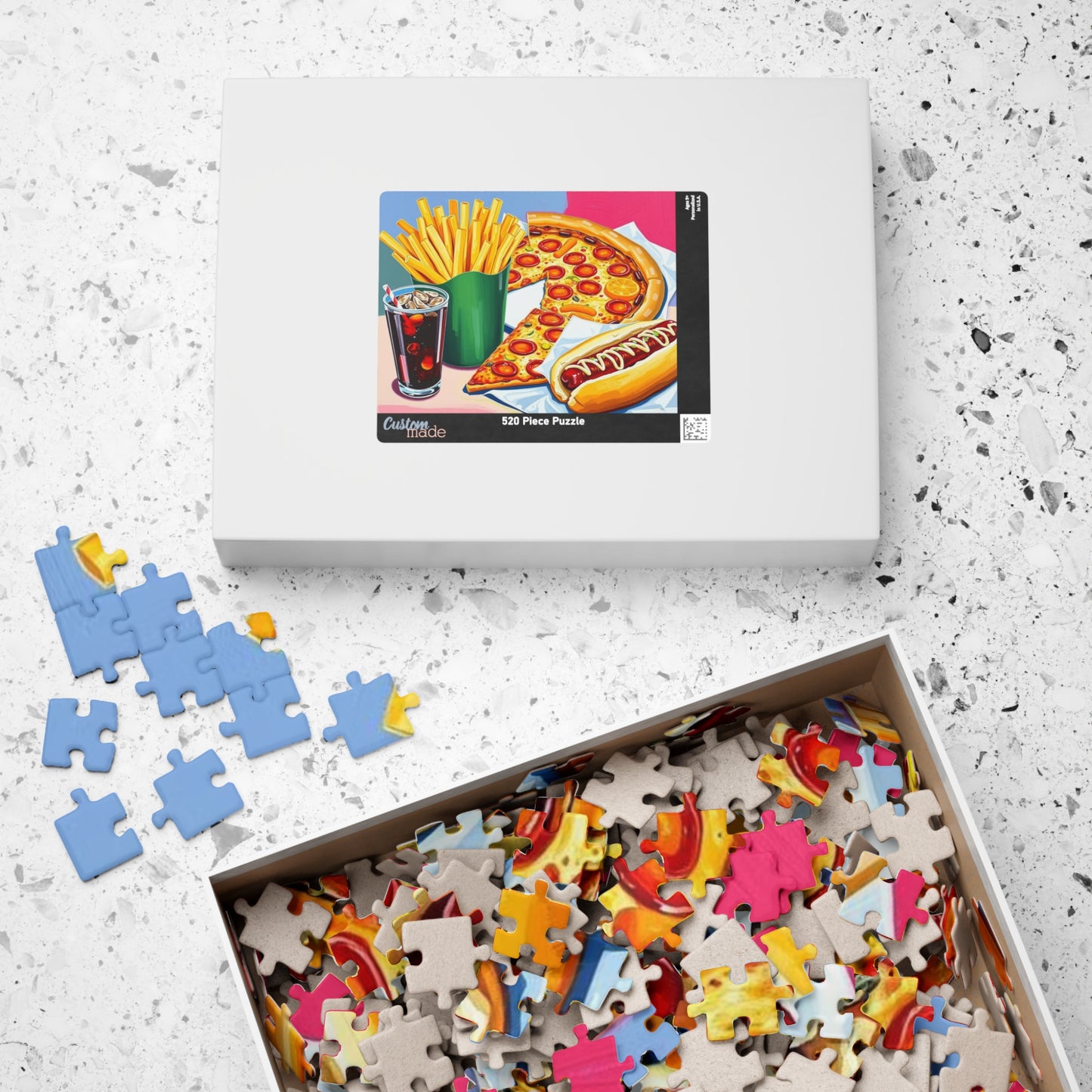 Fast Food Fun Puzzle - Pop Art Jigsaw Game Adult Gift for Food Lovers, Family Game Night, Unique Home Entertainment Puzzle The Puzzle Chest
