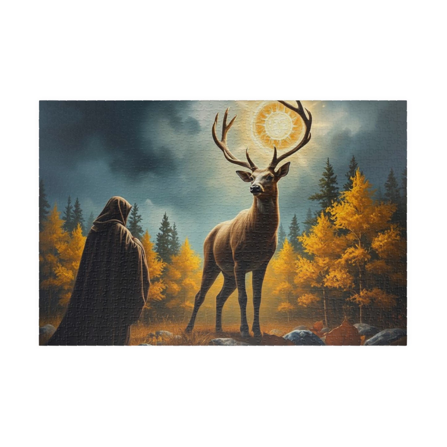 Mystical Deer Jigsaw Puzzle - Forest Scene, Gothic Puzzle, Dark Fantasy Puzzle Lover Gift for Solo Fun, Leisure Indoor Activity, Mindfulness 1014 pcs (Horizontal) Puzzle The Puzzle Chest