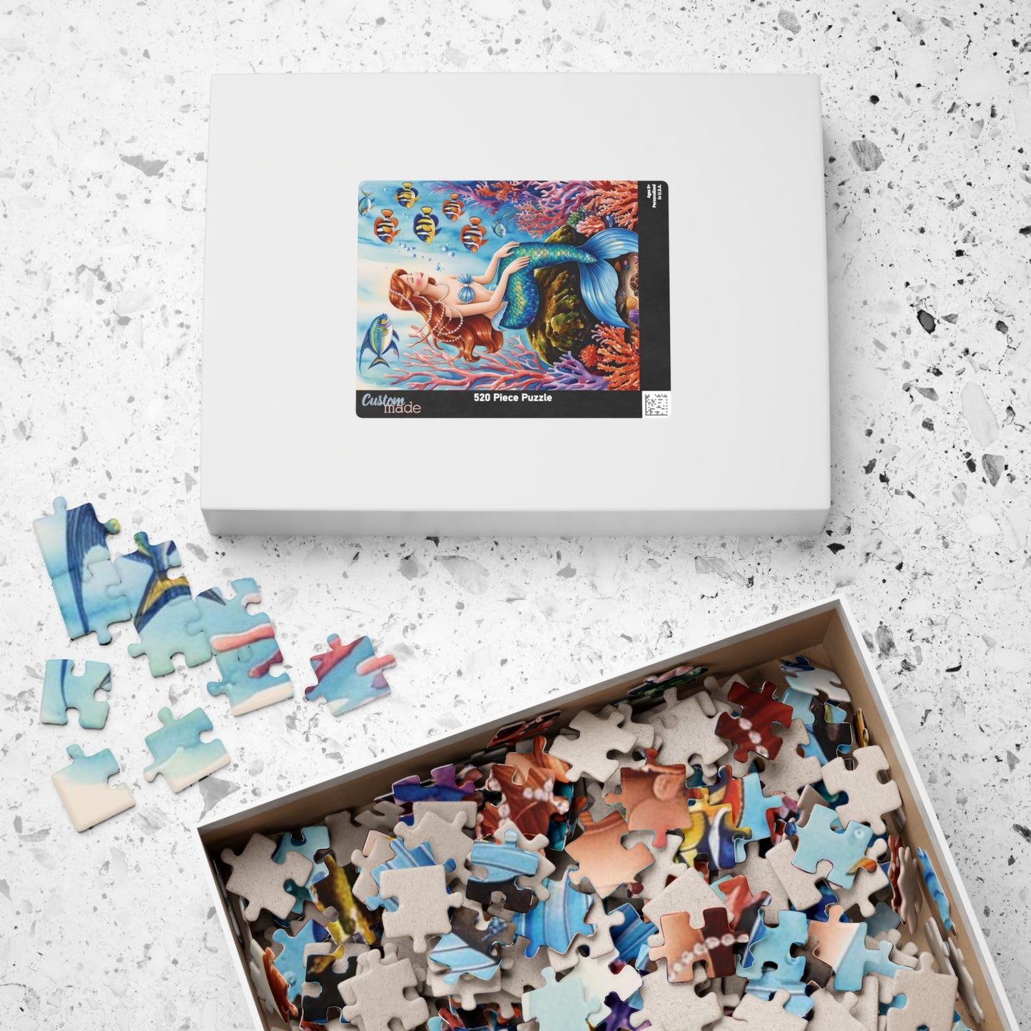 Mythical Creature Puzzle, Mermaid Sitting on Rock Jigsaw Game, Underwater Coral Reef Ocean Theme, Challenging Fun Family Activity Game Night Puzzle The Puzzle Chest