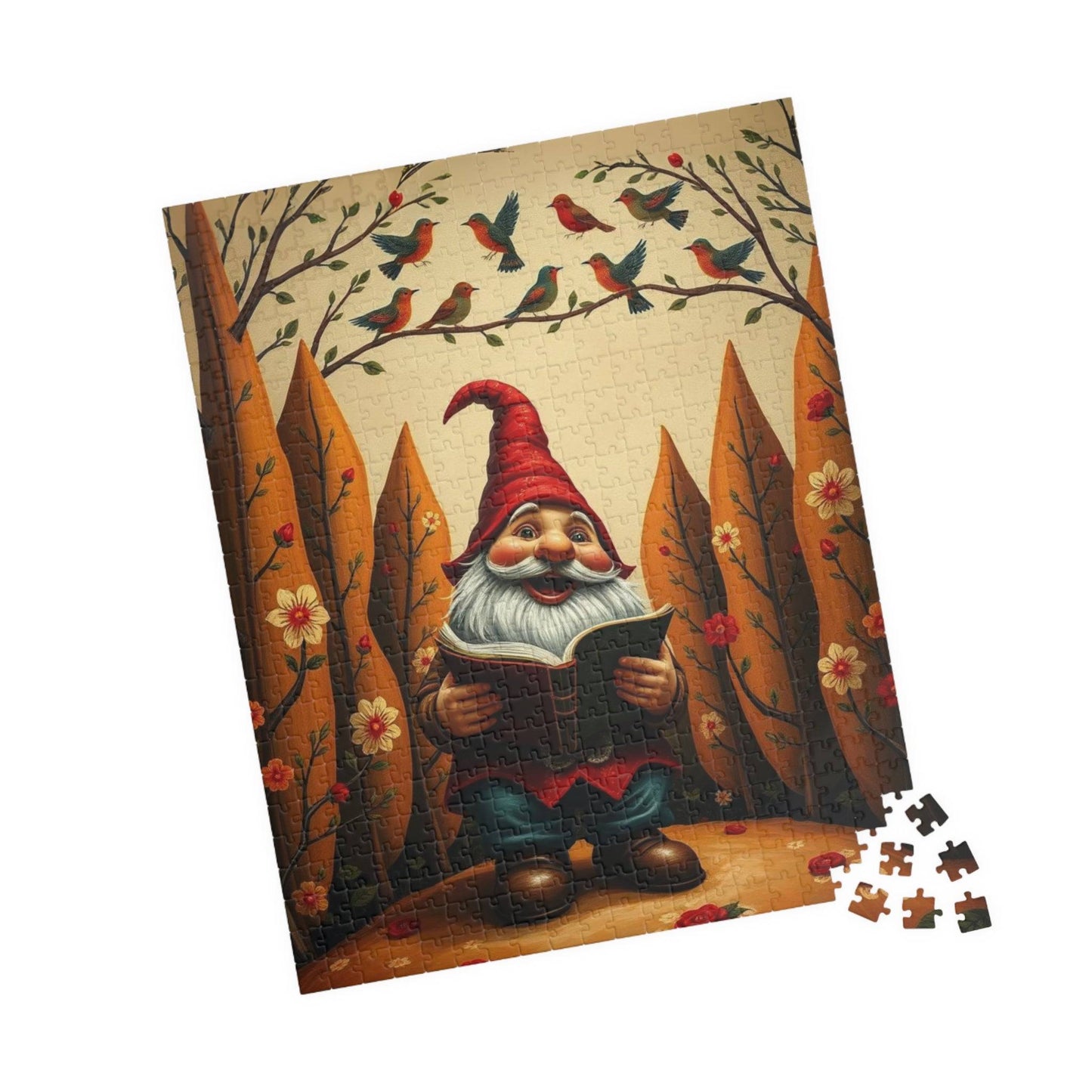 Gnome Reading Storybook – Whimsical Folk Art Forest Jigsaw 520 pcs (Vertical) Puzzle The Puzzle Chest