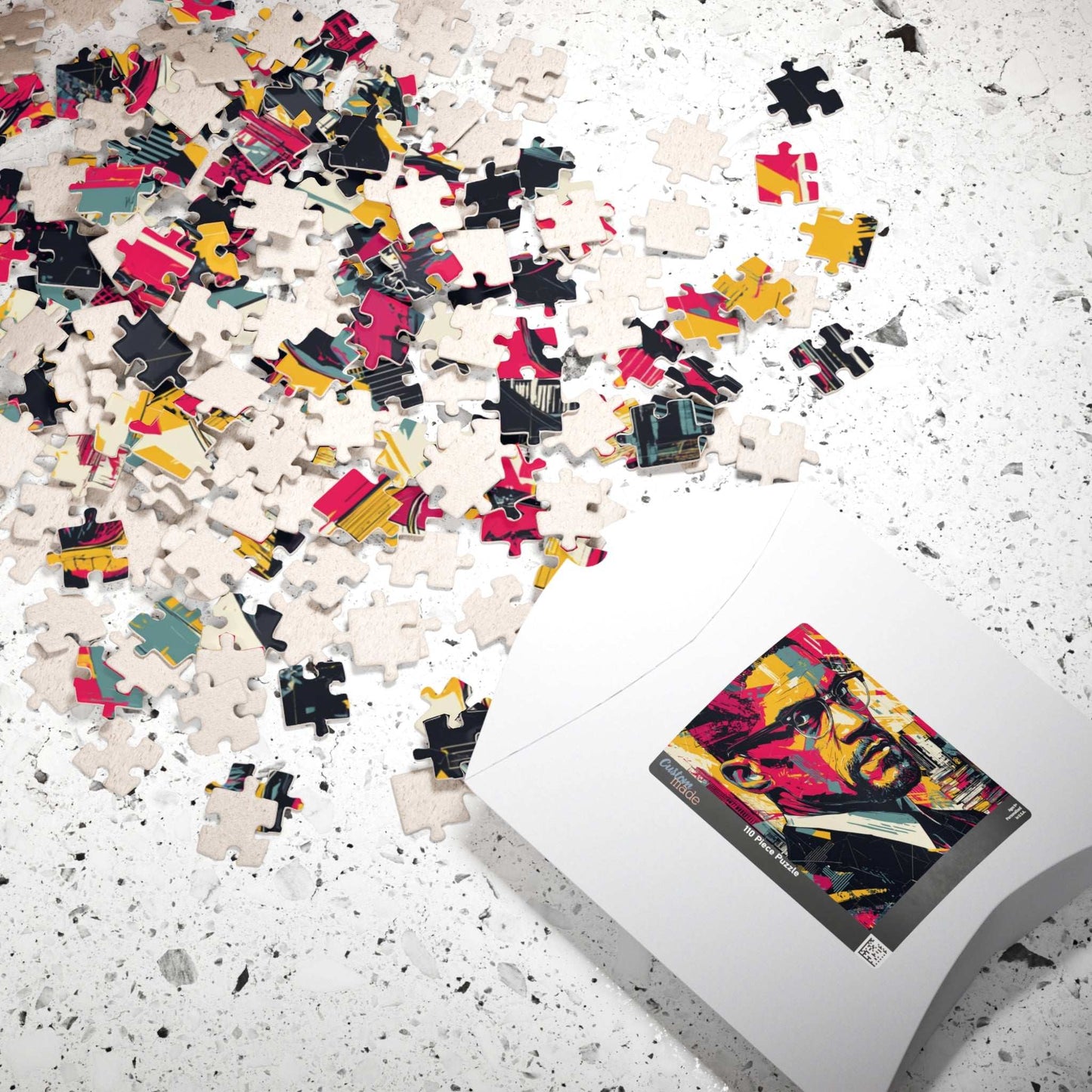 Malcolm X Civil Rights Leader Puzzle – Afrocentric Pop Art, Historical Black Man Art, Geometric Bold Colors, Educational African American Tribute Gift Puzzle The Puzzle Chest