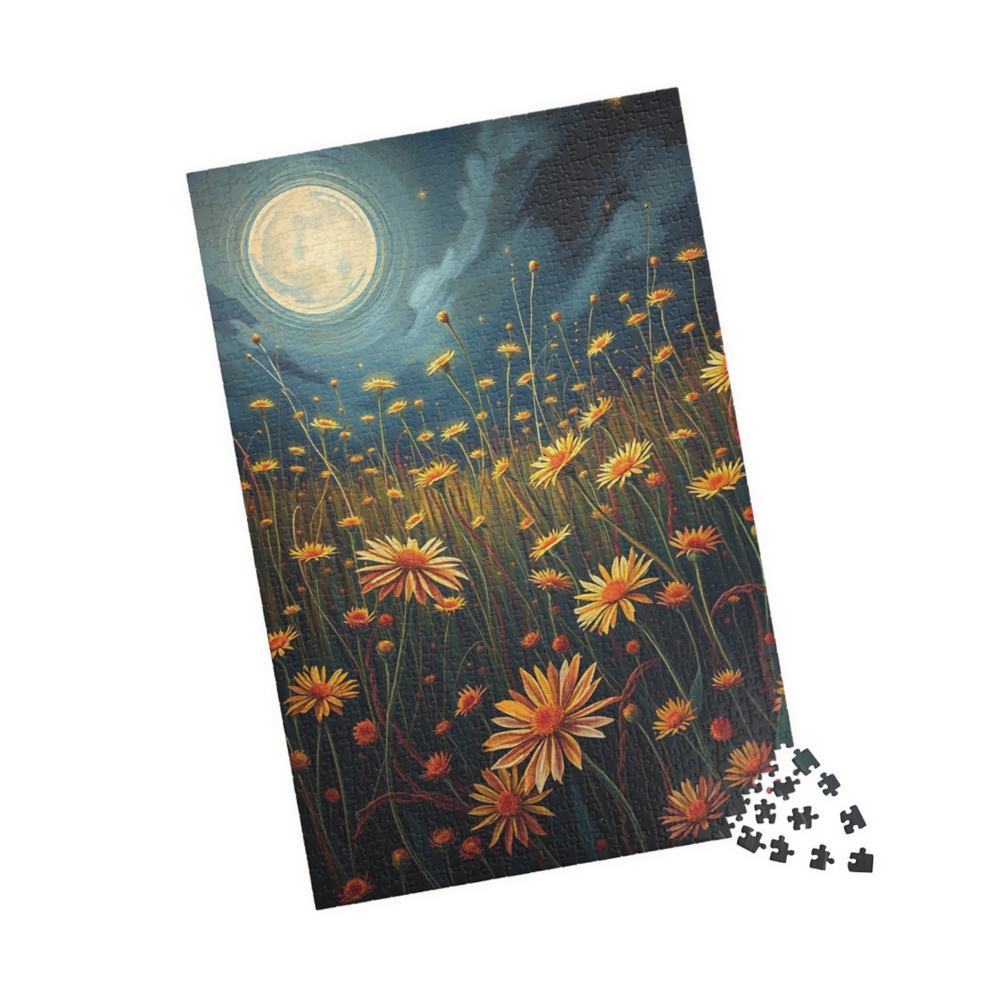 Eerie Wildflower Meadow Puzzle, Creepy Flowers Under a Full Moon, Nature-Inspired Floral Theme Dark Fantasy Jigsaw Game, Puzzle Lovers Gift Puzzle The Puzzle Chest