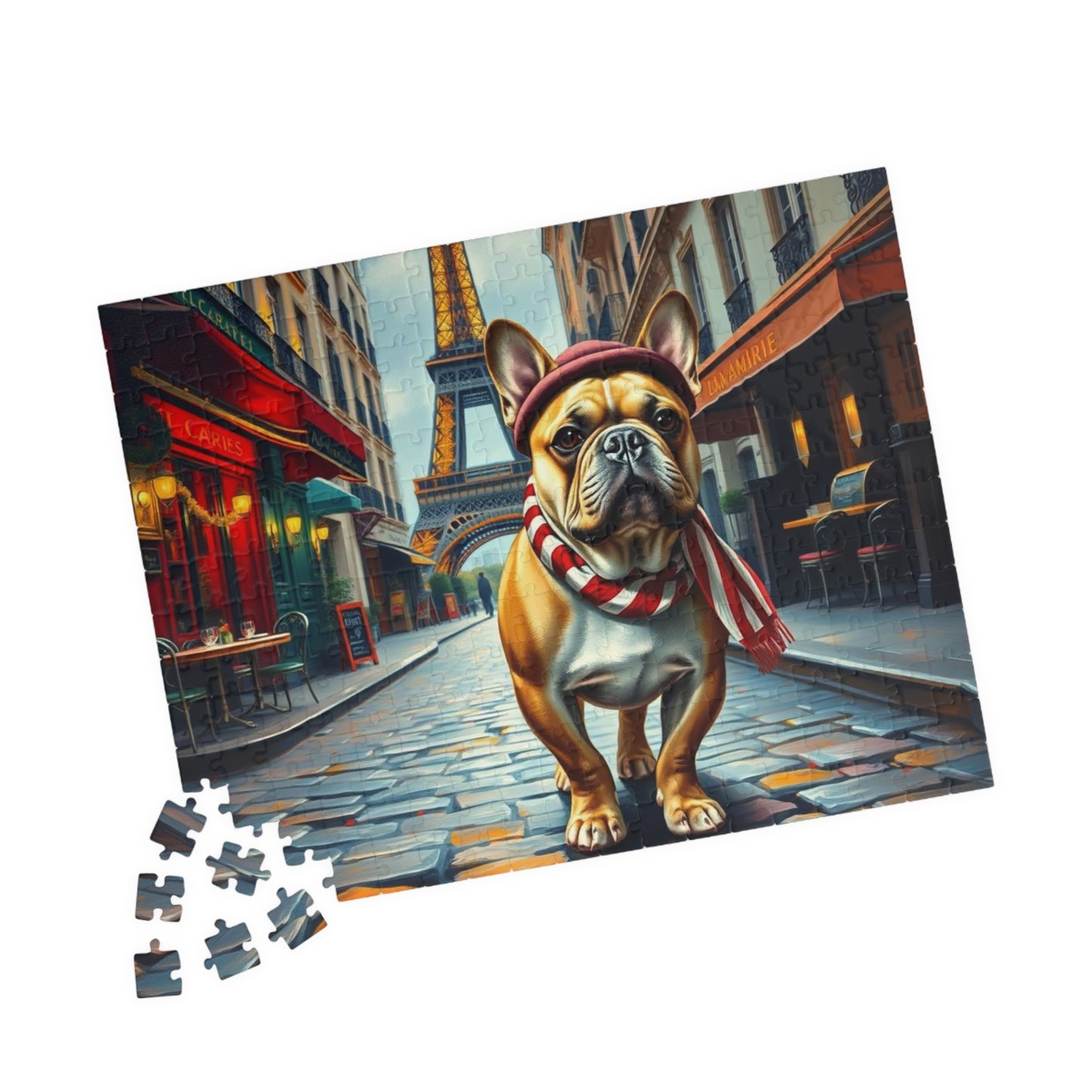 Eiffel Tower Dog Puzzle - French Bulldog, Pet Lover Gift for Friend Holiday or Birthday, Family Fun Home Entertainment, Hobby, Brain Teaser Puzzle The Puzzle Chest