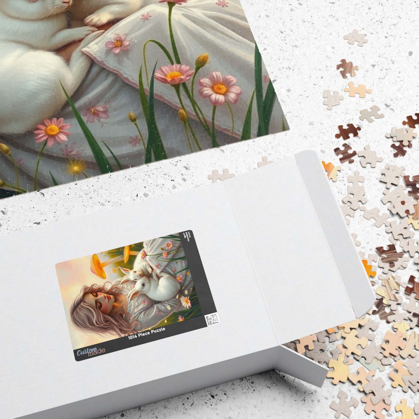 Whimsical Bunny Jigsaw Puzzle, Woman in Nature Theme, Puzzle Lover Gift for Friend Family Game Night or Solo Fun, Rabbit Art Animal Artwork Puzzle The Puzzle Chest