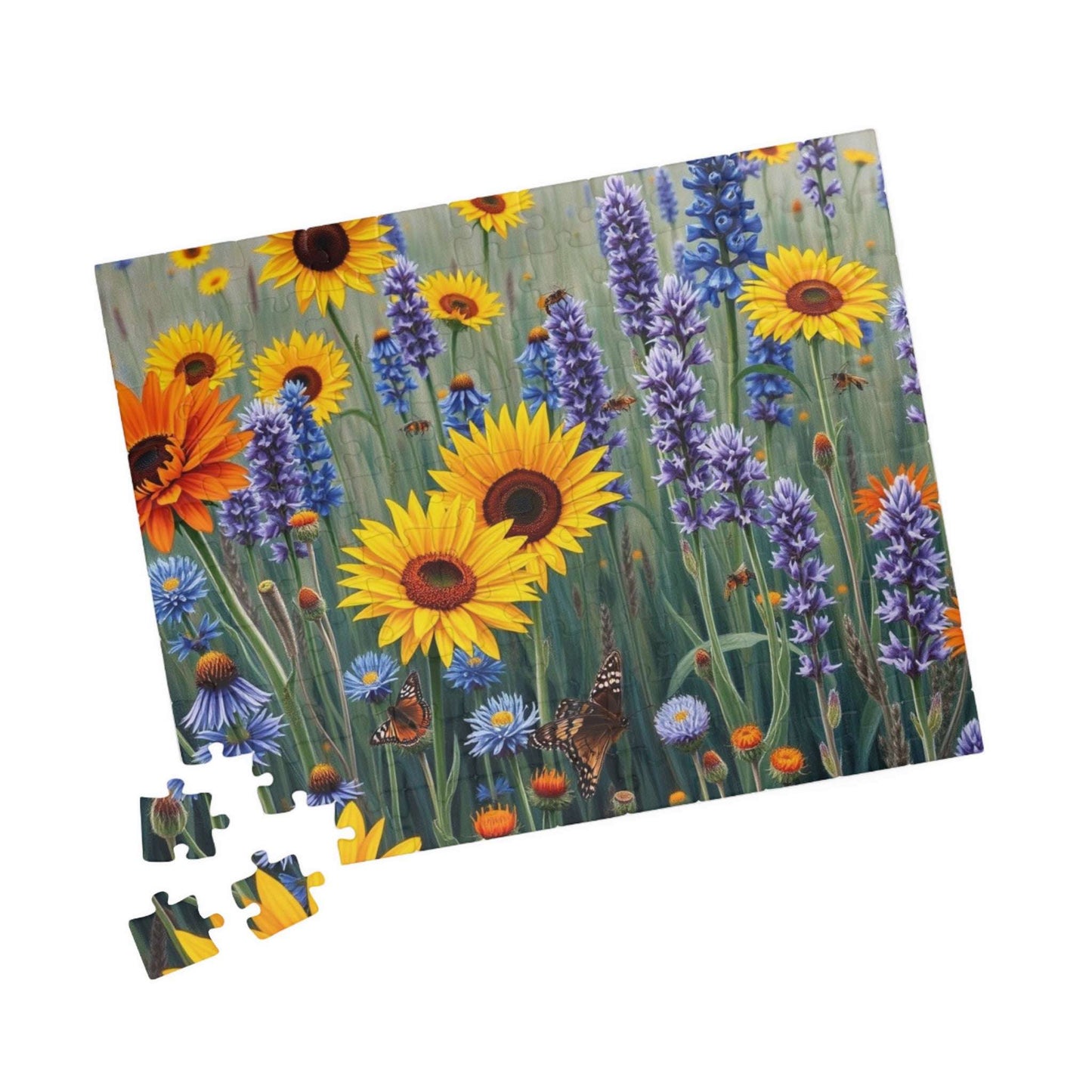 Sunflower and Lavender Puzzle, Floral Jigsaw Game for Adults, Flower Botanical Gift for Nature Lover, Family Activity, Mindful Fun, Relief Puzzle The Puzzle Chest