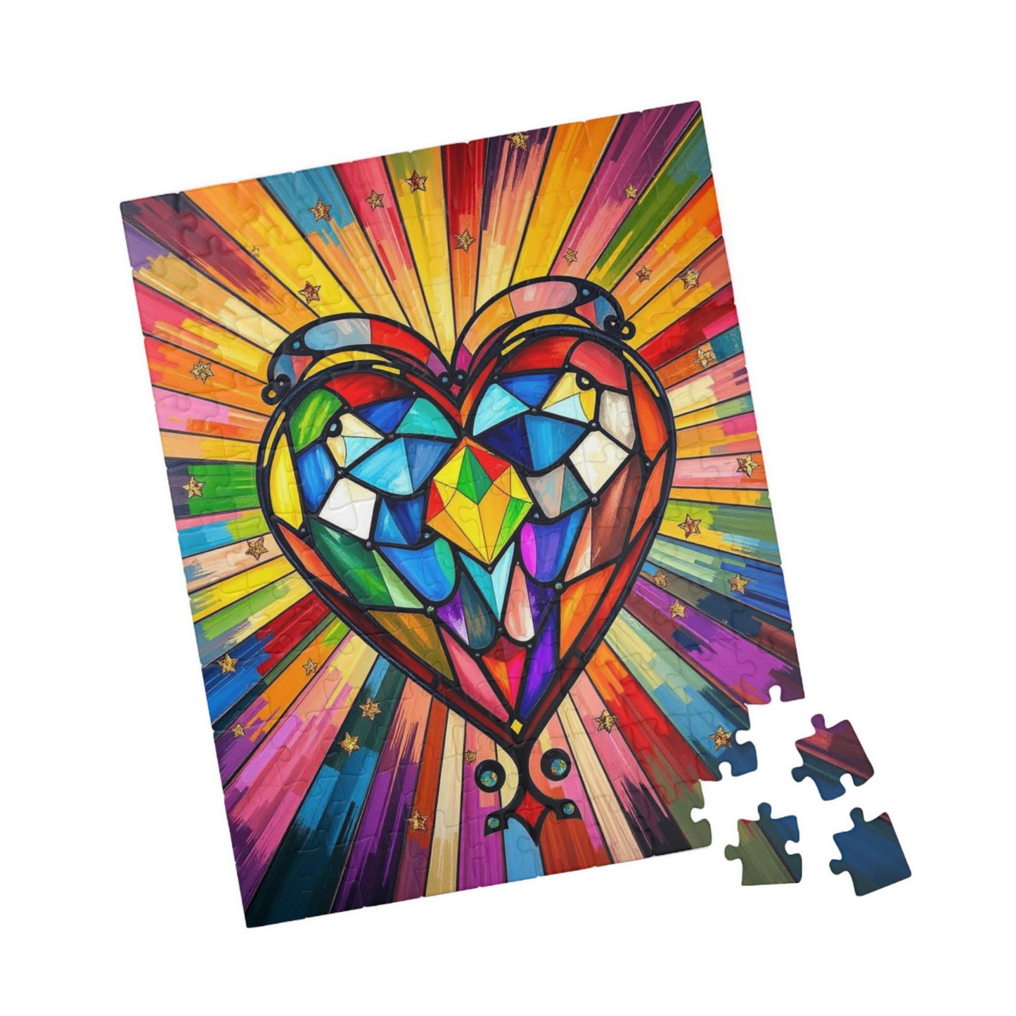 Prism of Love Jigsaw Puzzle, Stained Glass Style Art, Rainbow Colors LGBTQ+ Gift for Puzzle Lovers, Fun Family Activity, Mindful Hobby