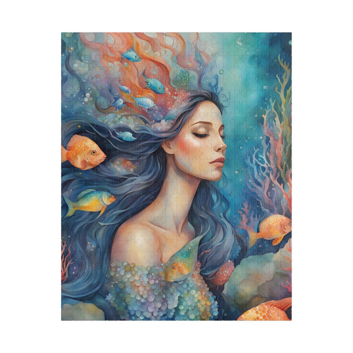 Mermaid Close-Up Jigsaw Puzzle, Serene Underwater Ocean Scene, Mindful Escape, Quiet Leisure Activity, Enthusiast Hobbyist Best Unique Gift