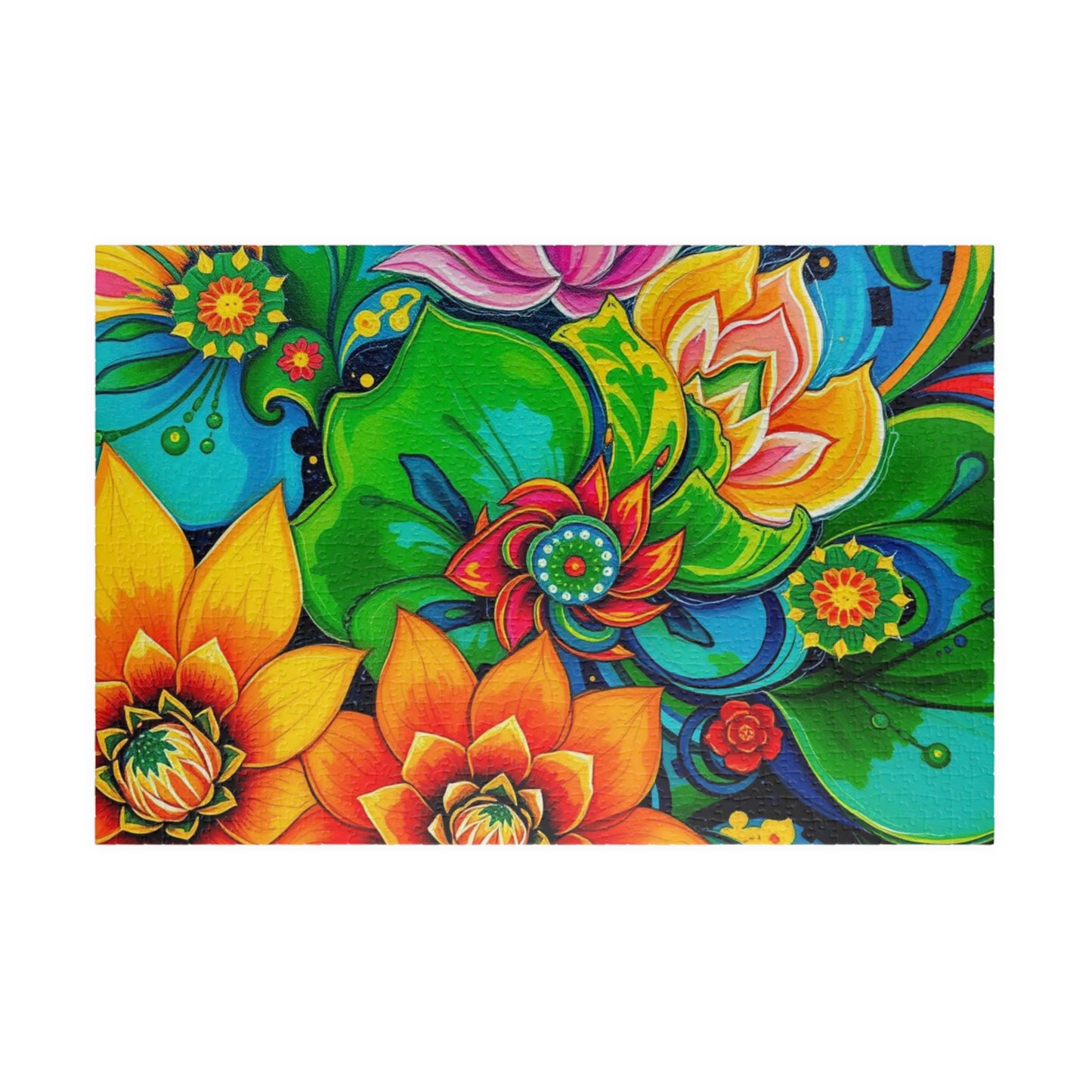 Colorful Floral Puzzle Art, Abstract Jigsaw Game, Family Fun, Friend Gift for Flower Lovers, Home Entertainment Activity, Mindful 1014 pcs (Horizontal) Puzzle The Puzzle Chest