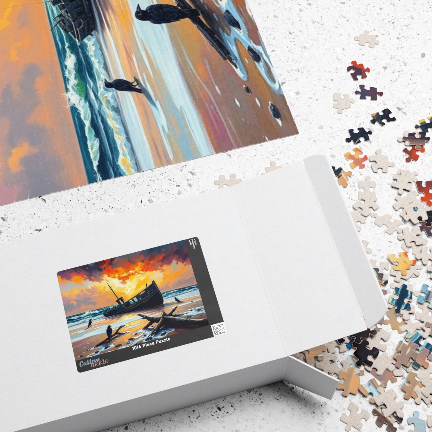 Solitude at the Shore Jigsaw Puzzle, Sunset Landscape Shipwreck, Gothic Puzzle, Dark Art Puzzle, Solo Fun, Game Night, Gift for Puzzle Lover Puzzle The Puzzle Chest