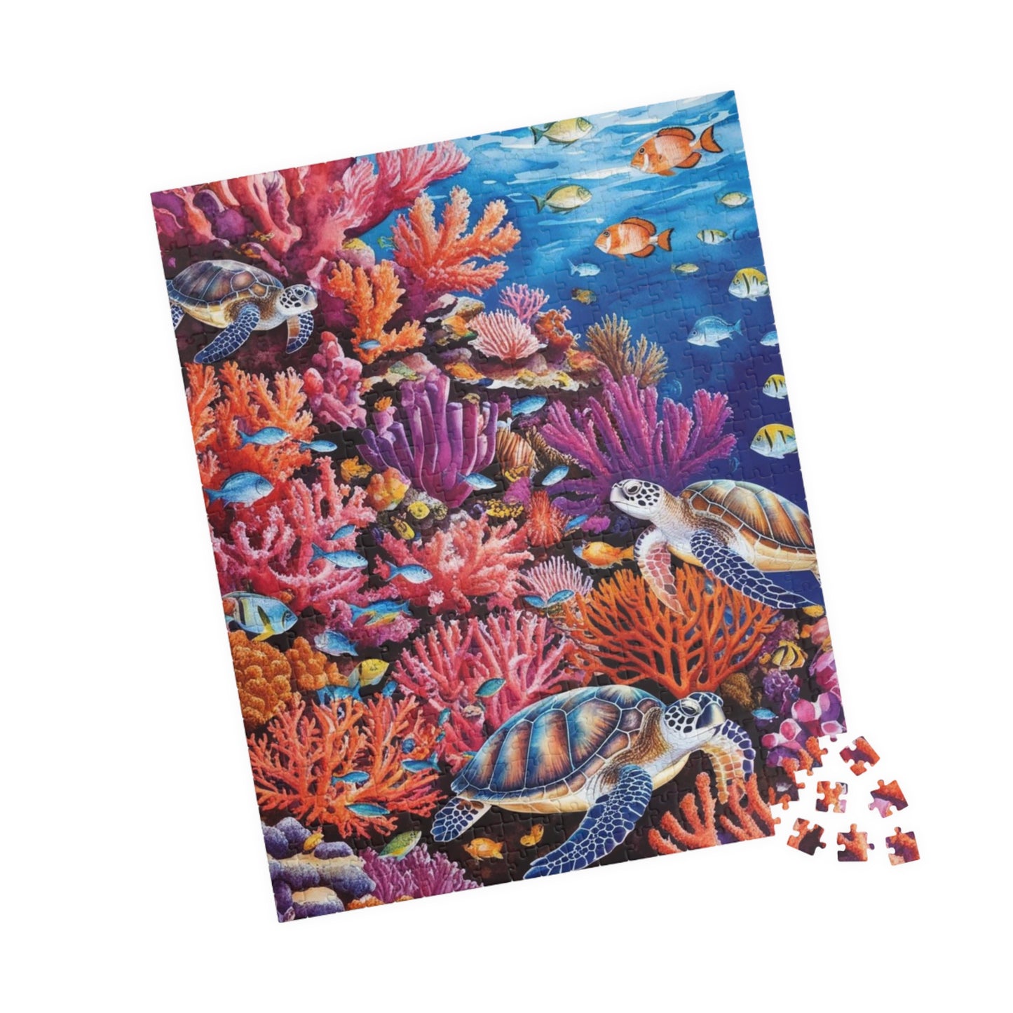 Underwater Sea Turtles Jigsaw Puzzle, 520-Piece Ocean Coral Reef Fish, Meditation Game, Stress Relief Activity, Best Gift for Nature Lovers Puzzle The Puzzle Chest
