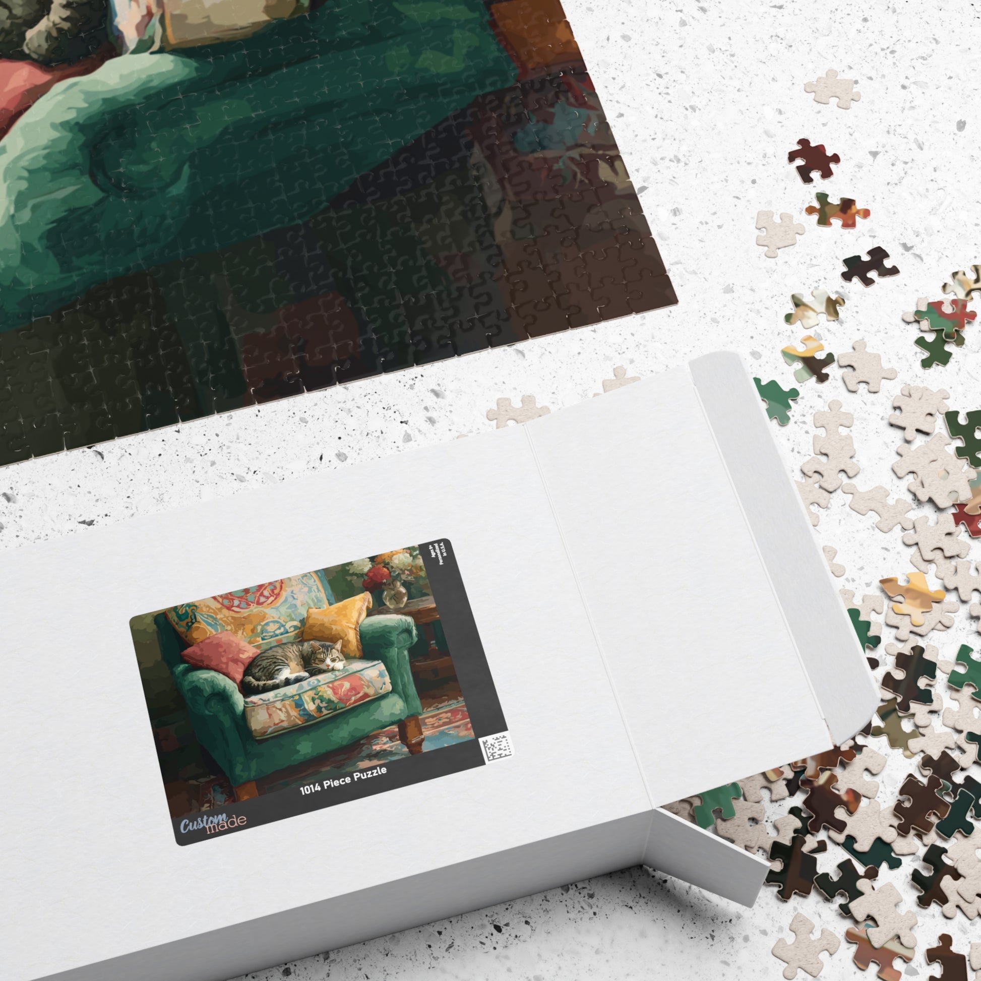 Cat and the Green Armchair – Cozy Interior Jigsaw Puzzle, Animal Theme Fauvist Cat Home Puzzle for Kitten Lover Puzzle The Puzzle Chest