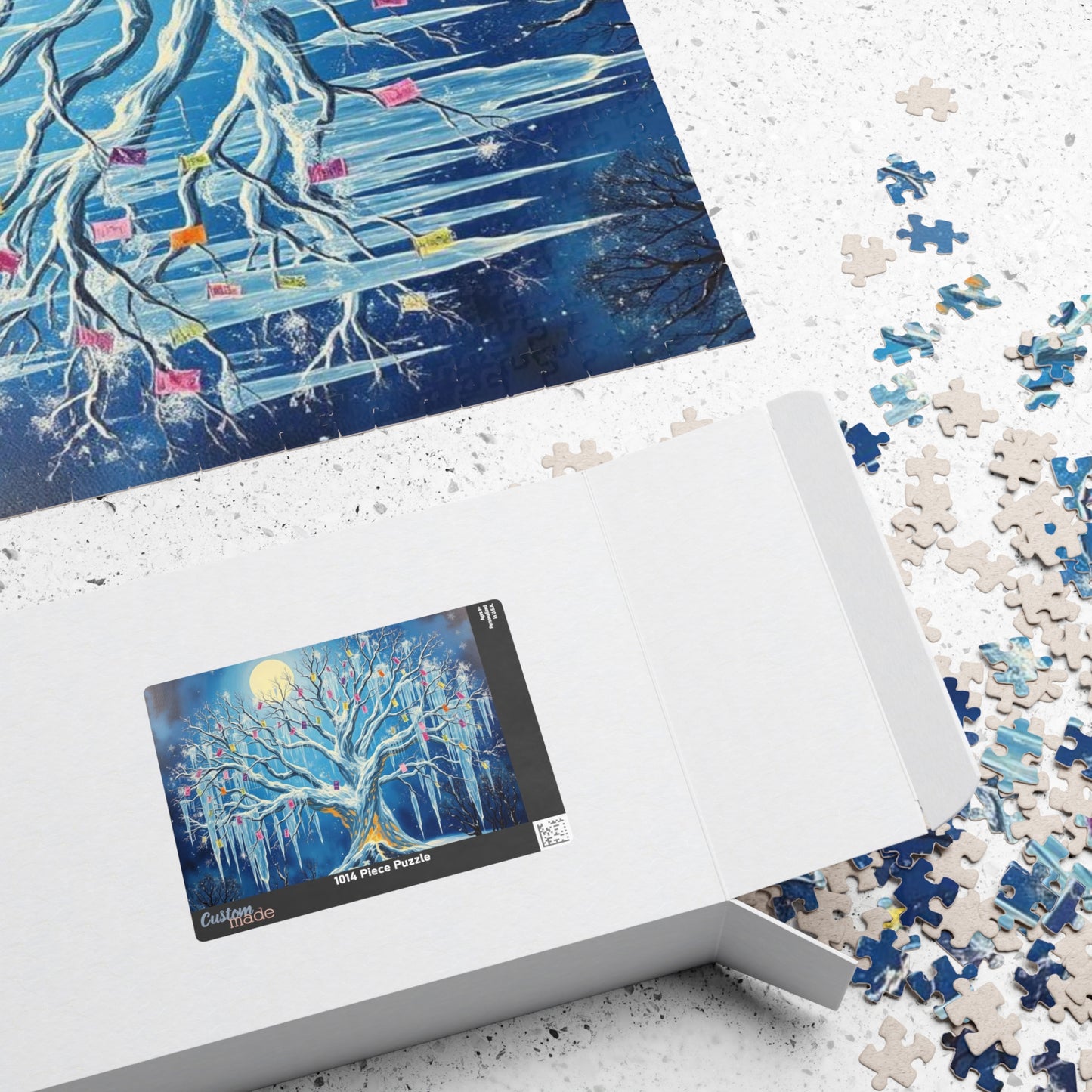 Winter Tree of Wishes Jigsaw Puzzle, 110-1014 Piece Holiday Gift for Friend, Family Activity, Christmas Winter Scene Cozy Home Entertainment