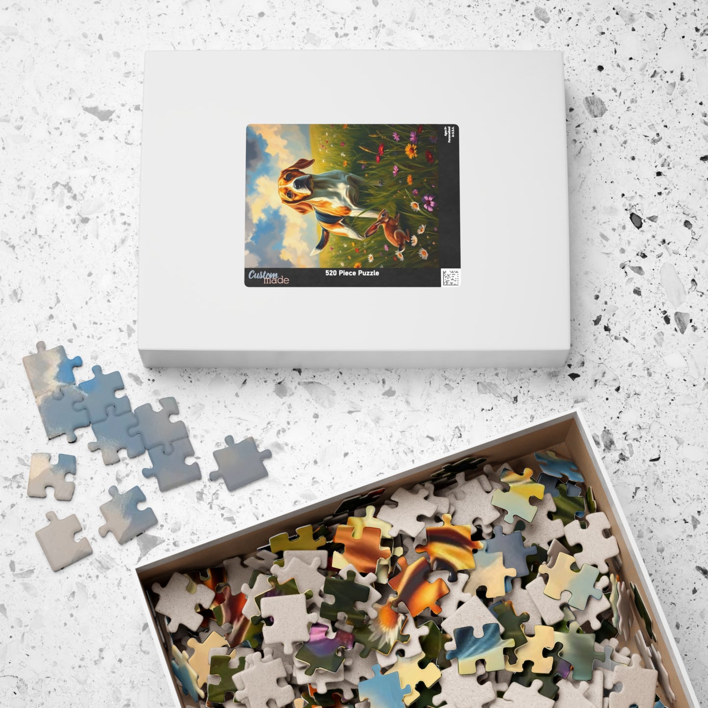 Dog and Rabbit Jigsaw Puzzle - Beagle in Wildflower Meadow, Family Game Night, Gift for Animal Lovers, Home Entertainment Puzzle The Puzzle Chest