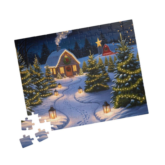 Christmas Tree Farm Puzzle, Cozy Winter Snowy Cabin Landscape Jigsaw Game, Family Game Night, Festive Decor, 110-1014 Pieces, Mindful Gift Puzzle The Puzzle Chest